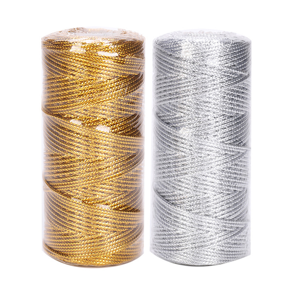 1,5 Mm 1 Rolle Goldene Weihnachts-verpackungsschnur Mit Hohlanhänger, Geschenkverpackungsgarn Für Diy-bastelarbeiten Und Traumfänger