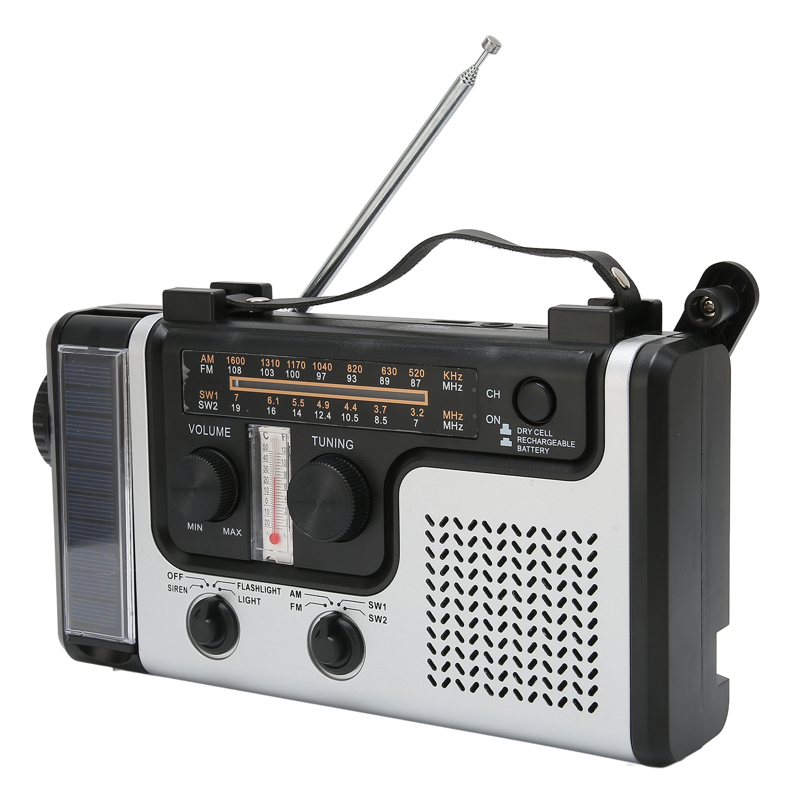 Led-kurbelradio Mit Am/fm/sw-empfang, Solar-dynamo Und Tragbarer Taschenlampe Für Den Außenbereich.