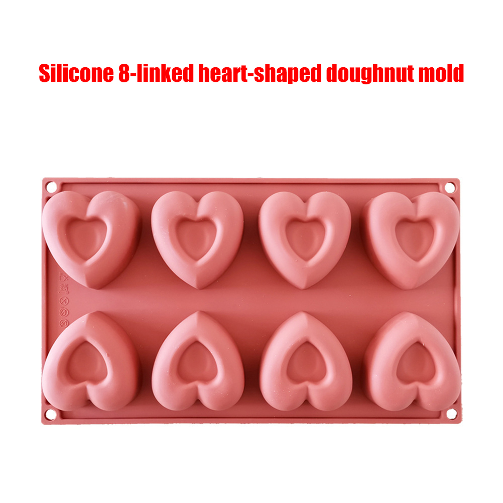 Silikon-backform Für Kuchen, Desserts Und Gebäck, 8 Mulden, Herzförmige Form, Donut-backform