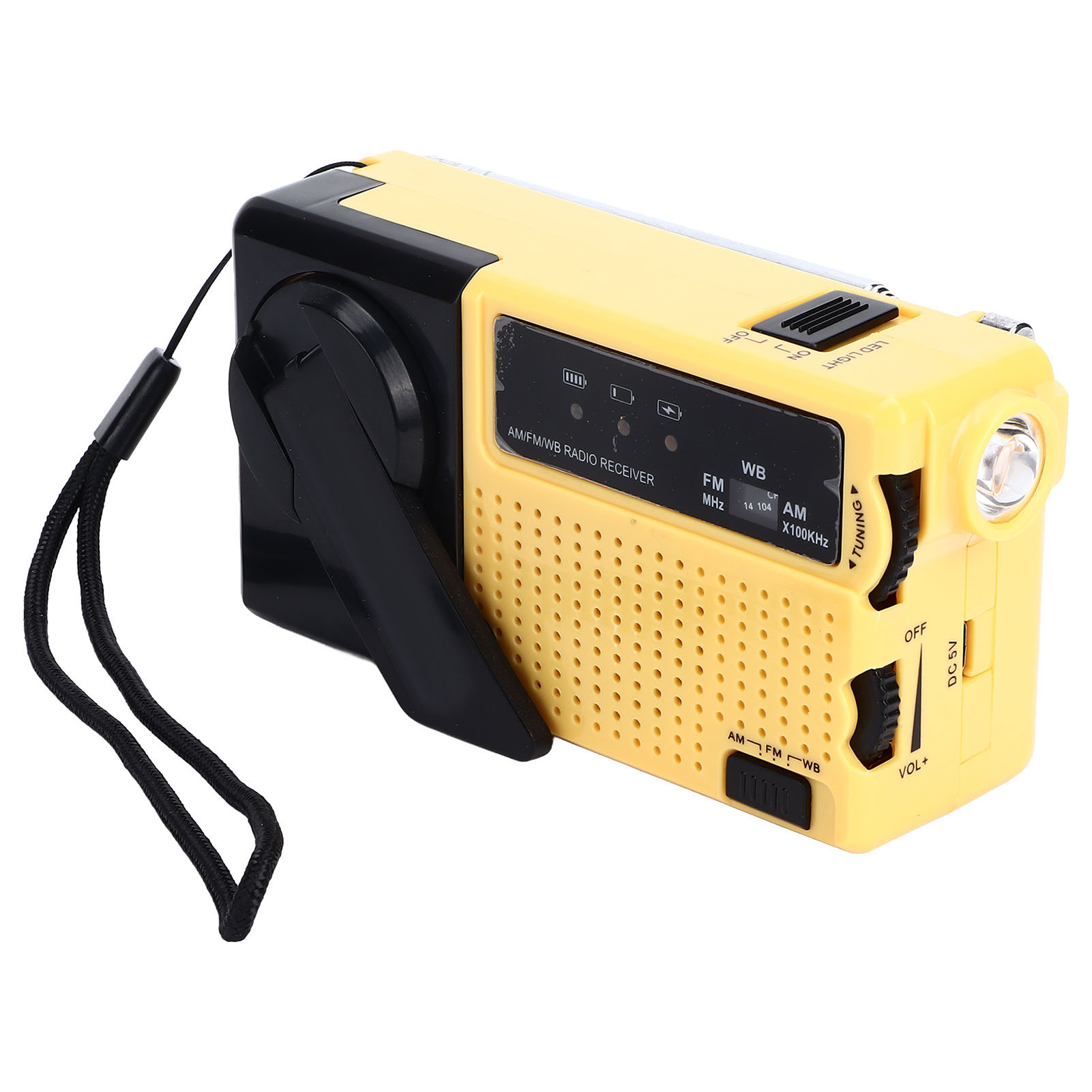 Handkurbel-taschenlampenradio, Tragbares Mini-fm/am-wetterradio Mit Led-taschenlampe, Gelb