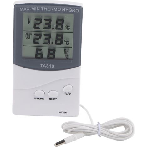 Digitales Innen- Und Außenthermometer, 25 % Bis 98 % Relative Luftfeuchtigkeit, 50 Bis 70 °c, Mit Sonde, Großem Display, Temperatur- Und Feuchtigkeitsmessung