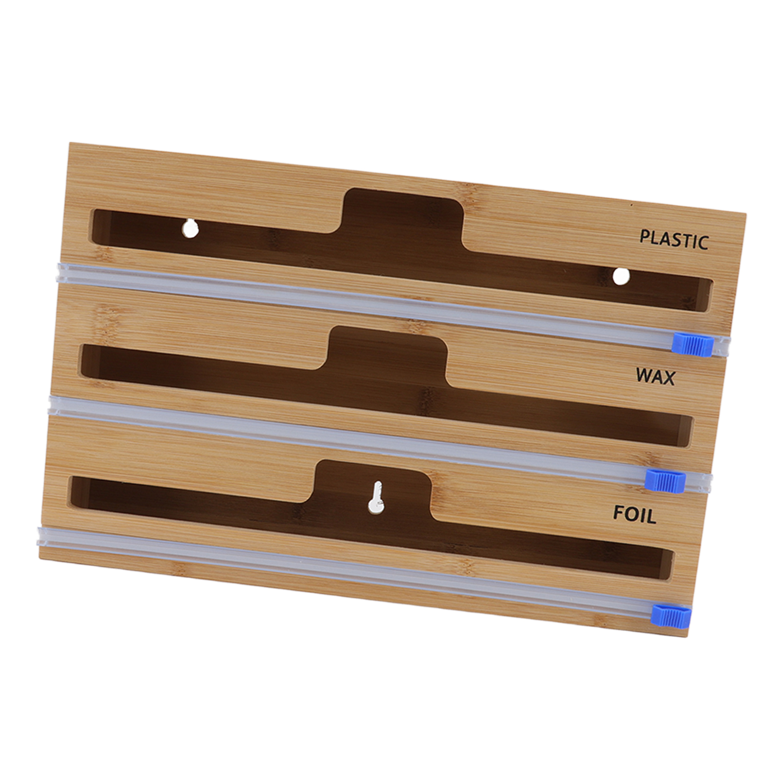 Benutzerfreundlicher 3-kammer-spender Aus Natürlichem Bambus Für Frischhaltefolie. Aluminiumfolienspender Für Küche Und Bad.