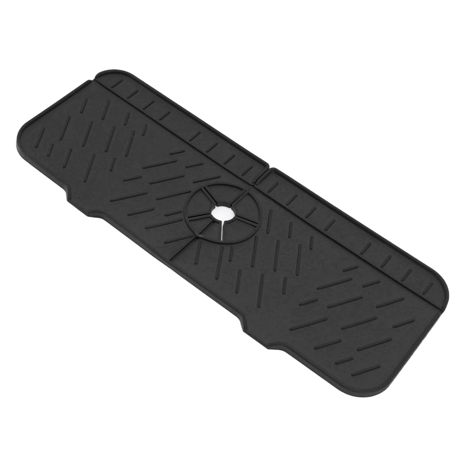 Saugfähige, Waschbare Und Wiederverwendbare Armaturenmatte Aus Schwarzem Silikon, Ideal Für Küchen, Badezimmer Und Wohnmobile.