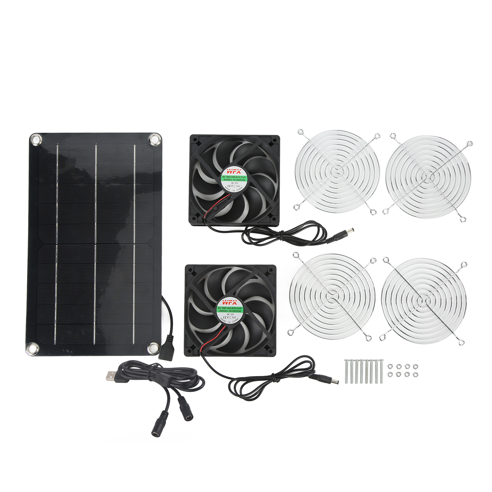 Tragbarer, Sicherer Und Umweltfreundlicher Solarventilator Mit Doppelter Abluft Und Solarpanel Für Tierzwinger (12v Dc).
