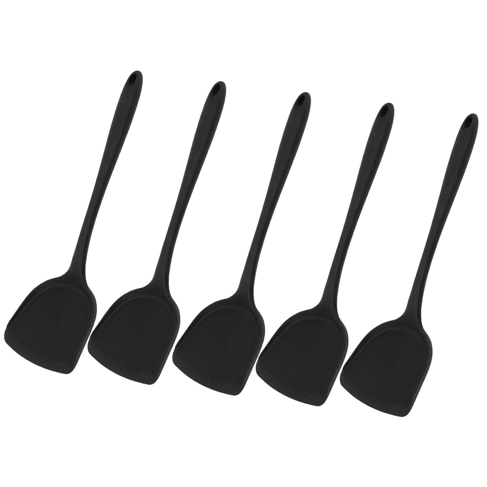 5er-pack Kochspatel Mit Aufhängeöse, Ergonomisch, Verhindert Verbrennungen, Chinesische Silikonspatel Für Die Küche, Schwarz