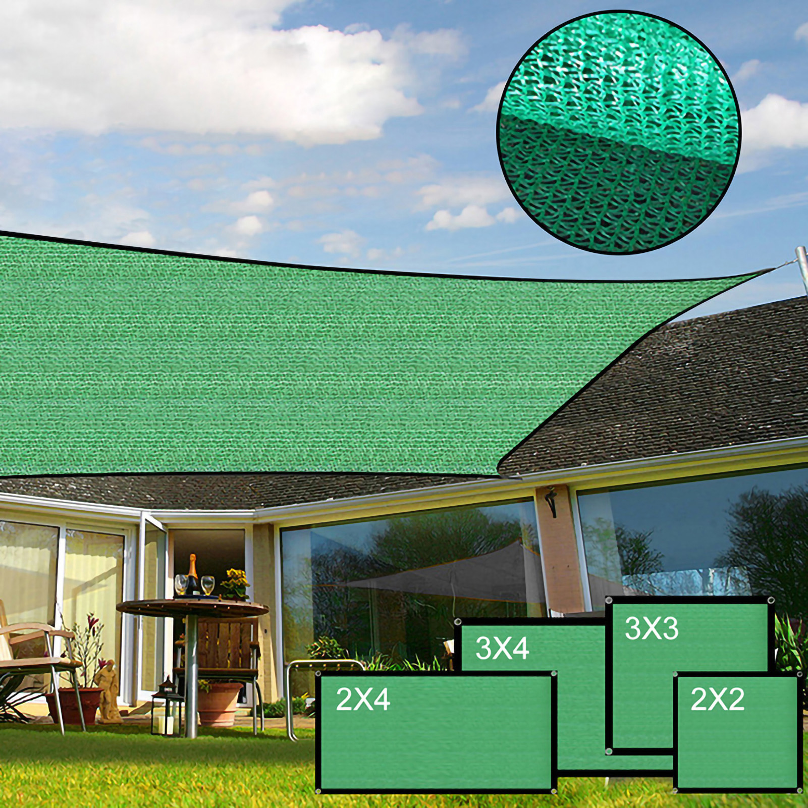 Atmungsaktives Sonnensegel Aus Stoff, Rechteckige, Uv-beständige Markise Für Terrasse, Garten, Rasen, Grünfläche, 3 X 4 M / 9,8 X 13,1 Ft