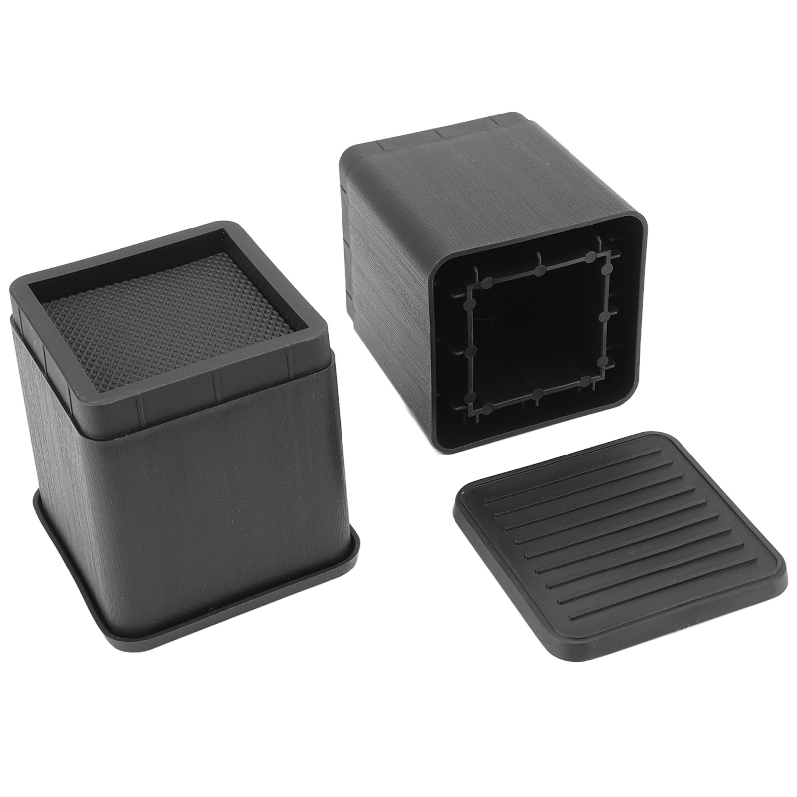 Set Aus 4 Stapelbaren Möbel- Und Bettfüßen Mit Rutschfesten Gummifüßen. Erhöht Sofas, Betten Und Stühle.