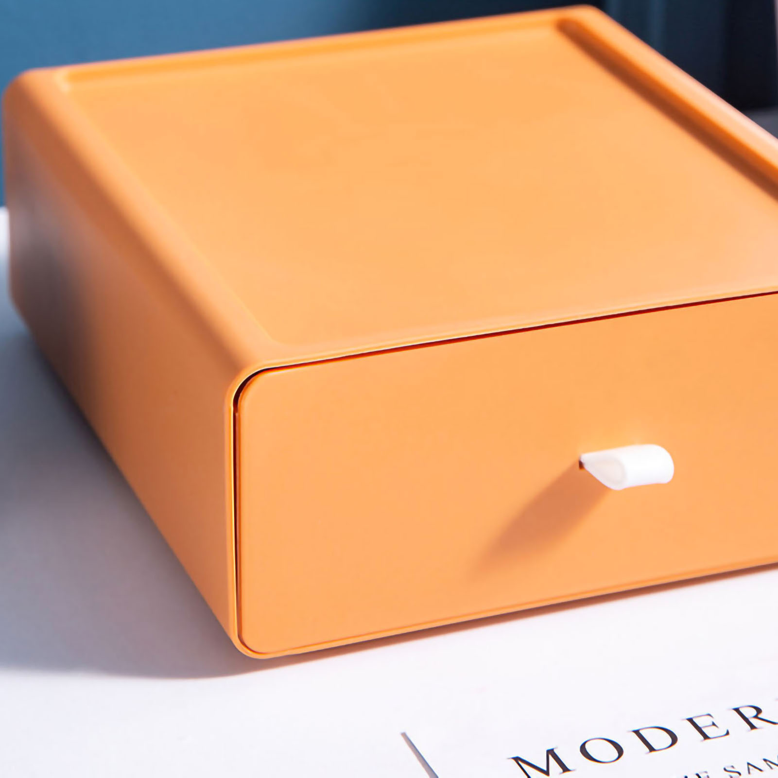 Robuste, Stapelbare Aufbewahrungsbox Im Schubladenstil Für Büromaterialien (orange).