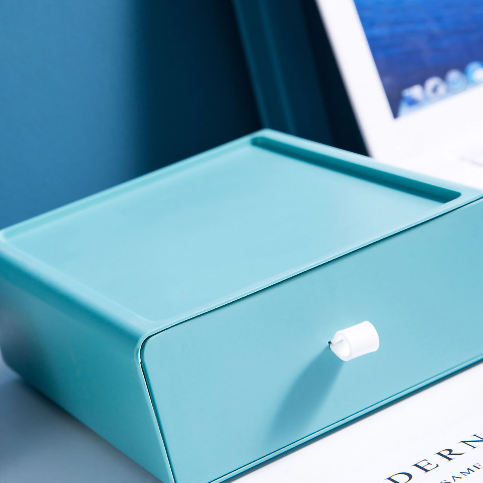 Robuste, Stapelbare Aufbewahrungsbox Im Schubladenstil Für Büromaterialien (grün).