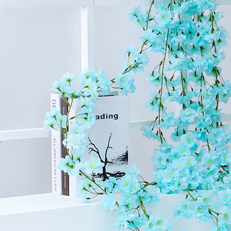 Künstliche Kirschblütengirlande (sakura), Dekoration Für Zuhause, Schlafzimmer Oder Büro, Himmelblau