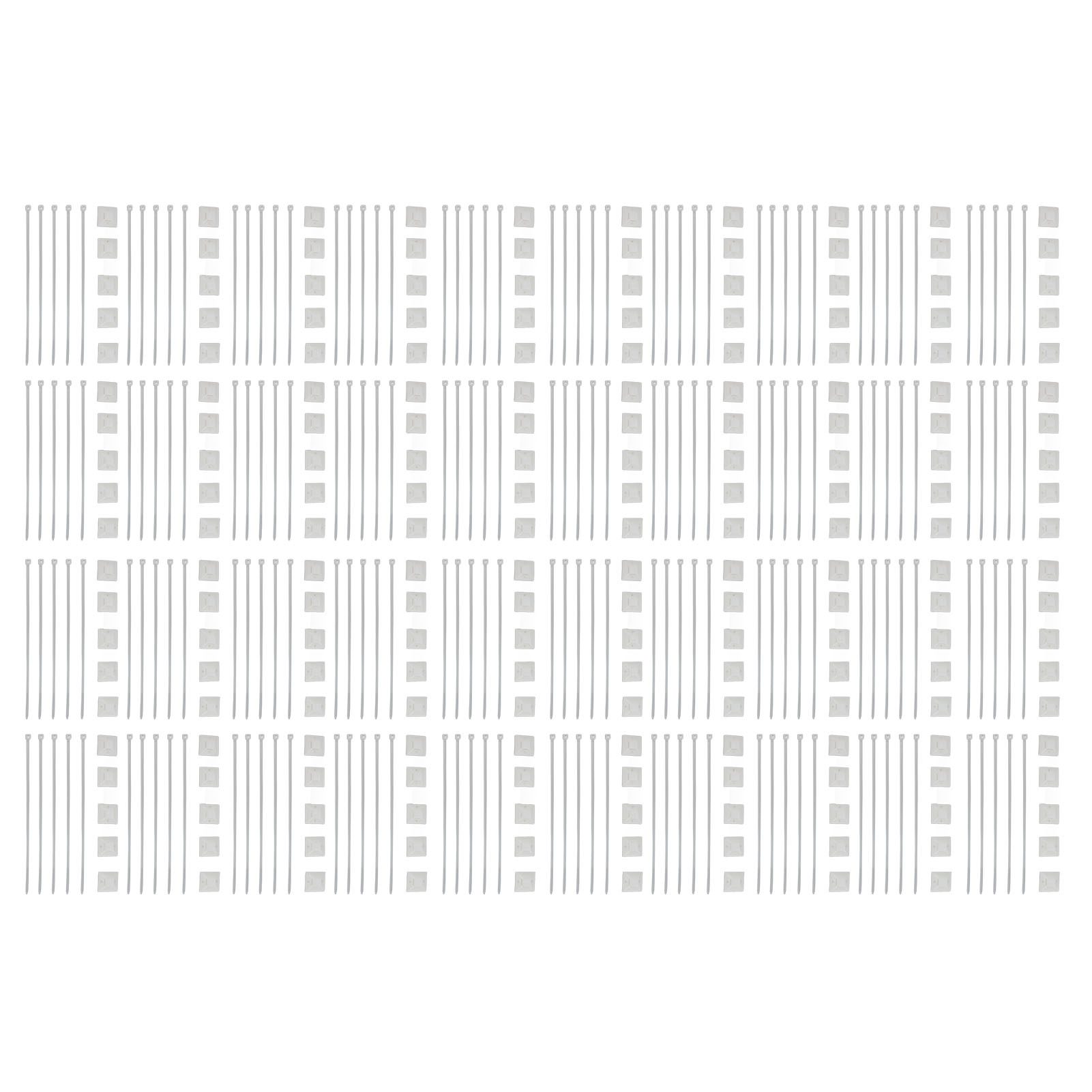 Packung Mit 200 Hochtemperaturbeständigen Nylon-kabelbindern, Selbstverriegelnd Und Robust, Mit Halterungen Für Kabelzäune, 20 X 20 Mm, Weiß.