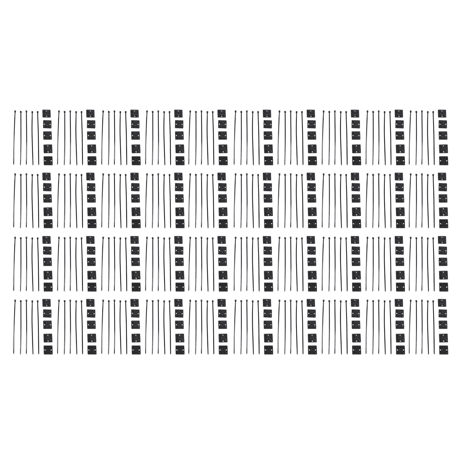 Packung Mit 200 Hochtemperaturbeständigen Nylon-kabelbindern, Selbstsichernd Und Robust, Mit Halterungen Für Kabelzäune, 25 X 25 Mm, Schwarz.
