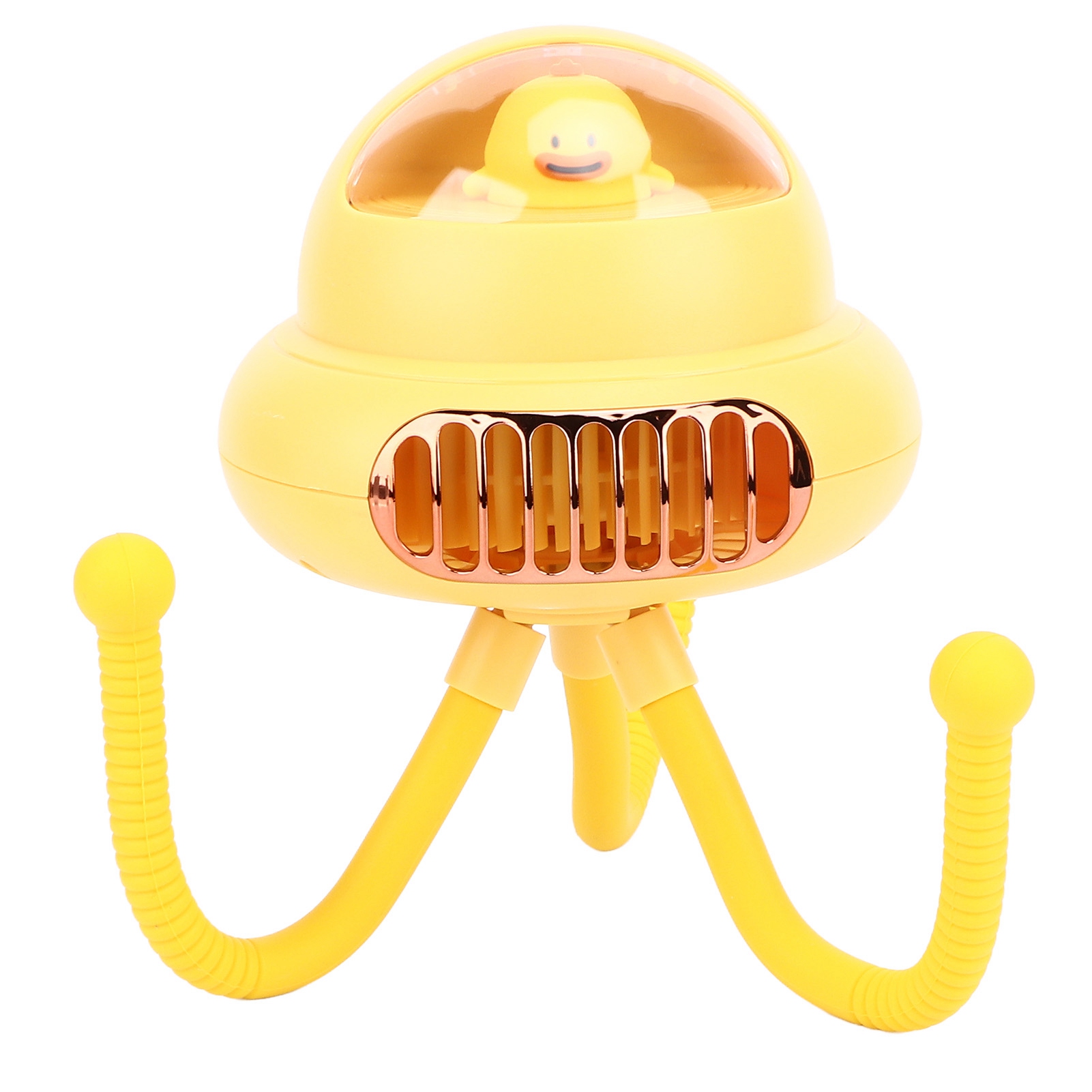 Kinderwagenventilator Mit Biegsamen Oktopusbeinen, Blattlosem Design, Multifunktional, Tragbar, 3 Geschwindigkeitsstufen, Leise, Gelb