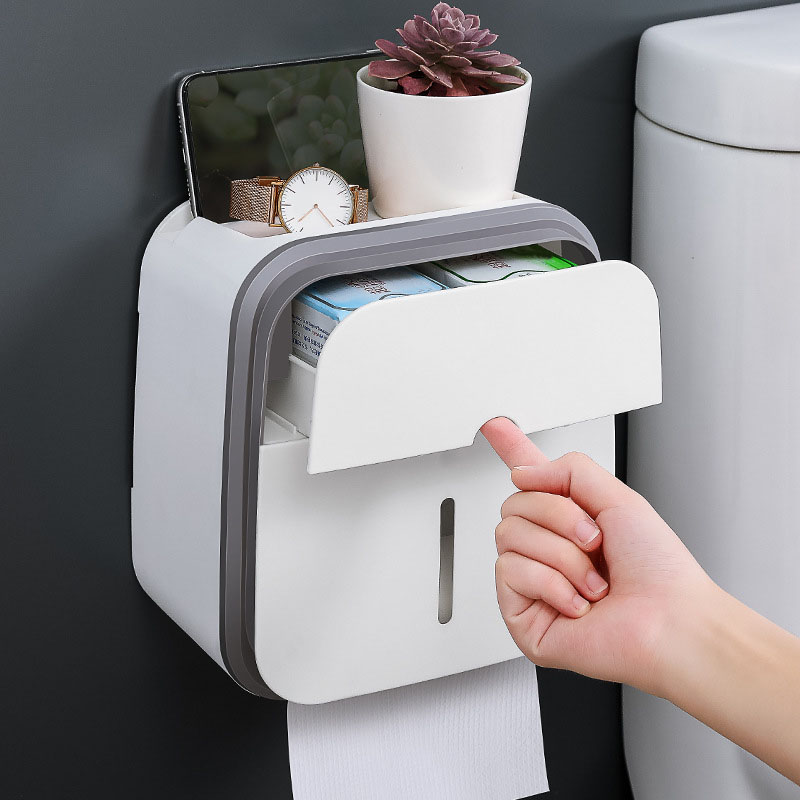 Robuster, Wandmontierter Toilettenpapierspender Mit Sichtfenster, Grau, Für Das Badezimmer.