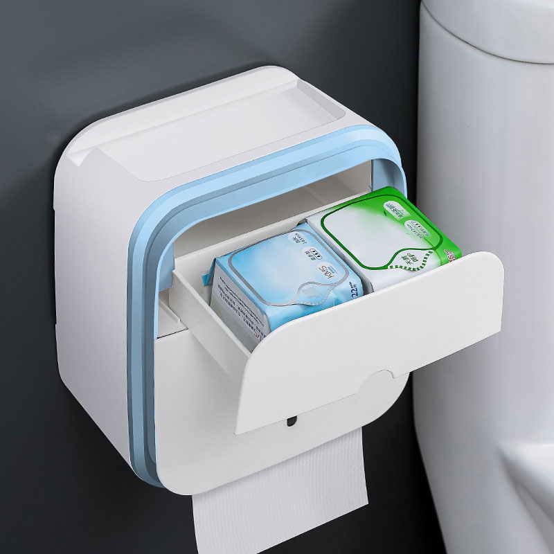Robuster, Wandmontierter Toilettenpapierspender Mit Sichtfenster Für Das Badezimmer (blau)