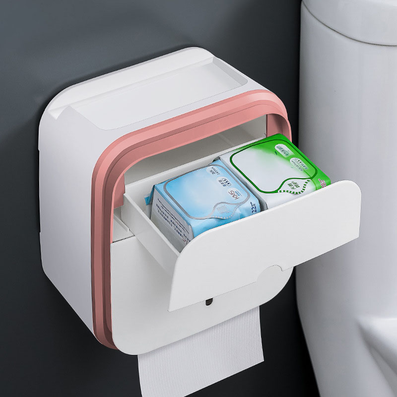 Robuster, Wandmontierter Toilettenpapierspender Mit Sichtfenster Für Rosa Badezimmer