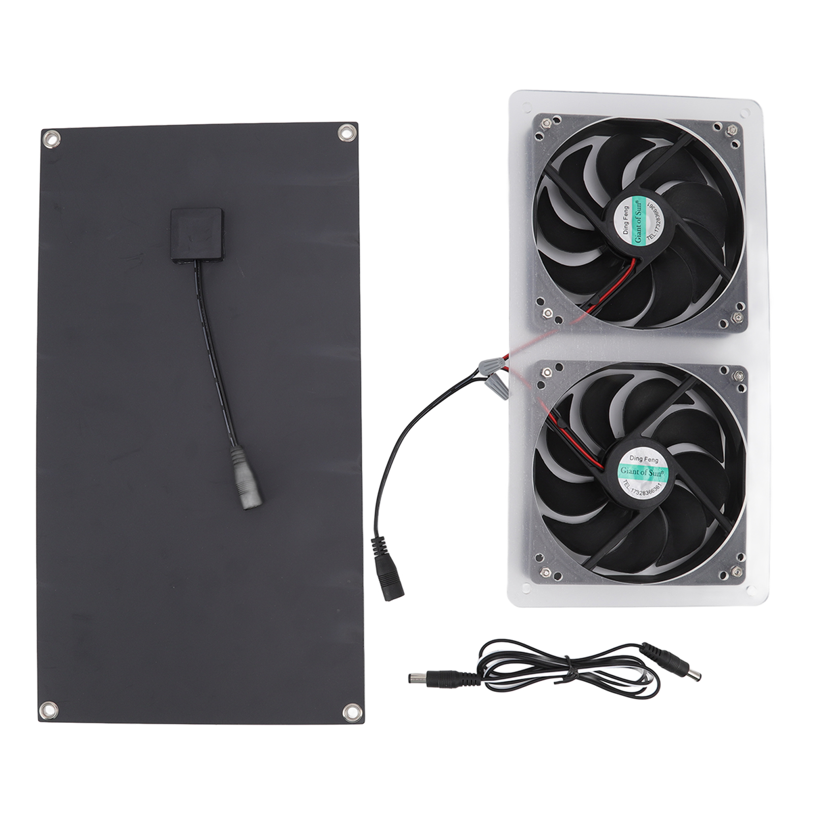 100-w-solarventilator-set Mit Zwei Lüftern, Ip67 Wasserdicht, Geräuschlos, Für Tierzwinger Oder Tierunterkünfte.