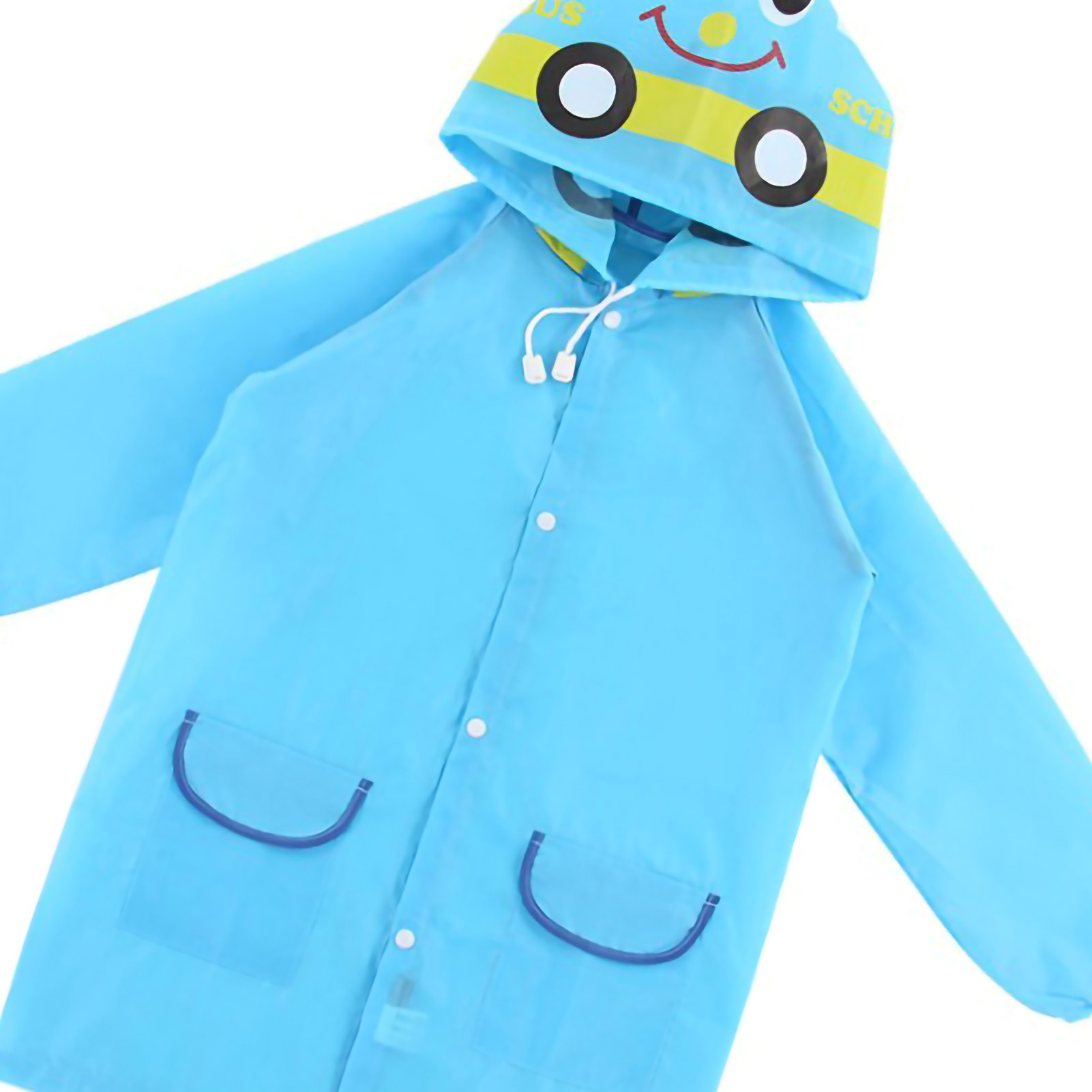 Kinderregenmantel Mit Tiermotiven, Bunt, Im Cartoon-stil, Umweltfreundlich, Blau