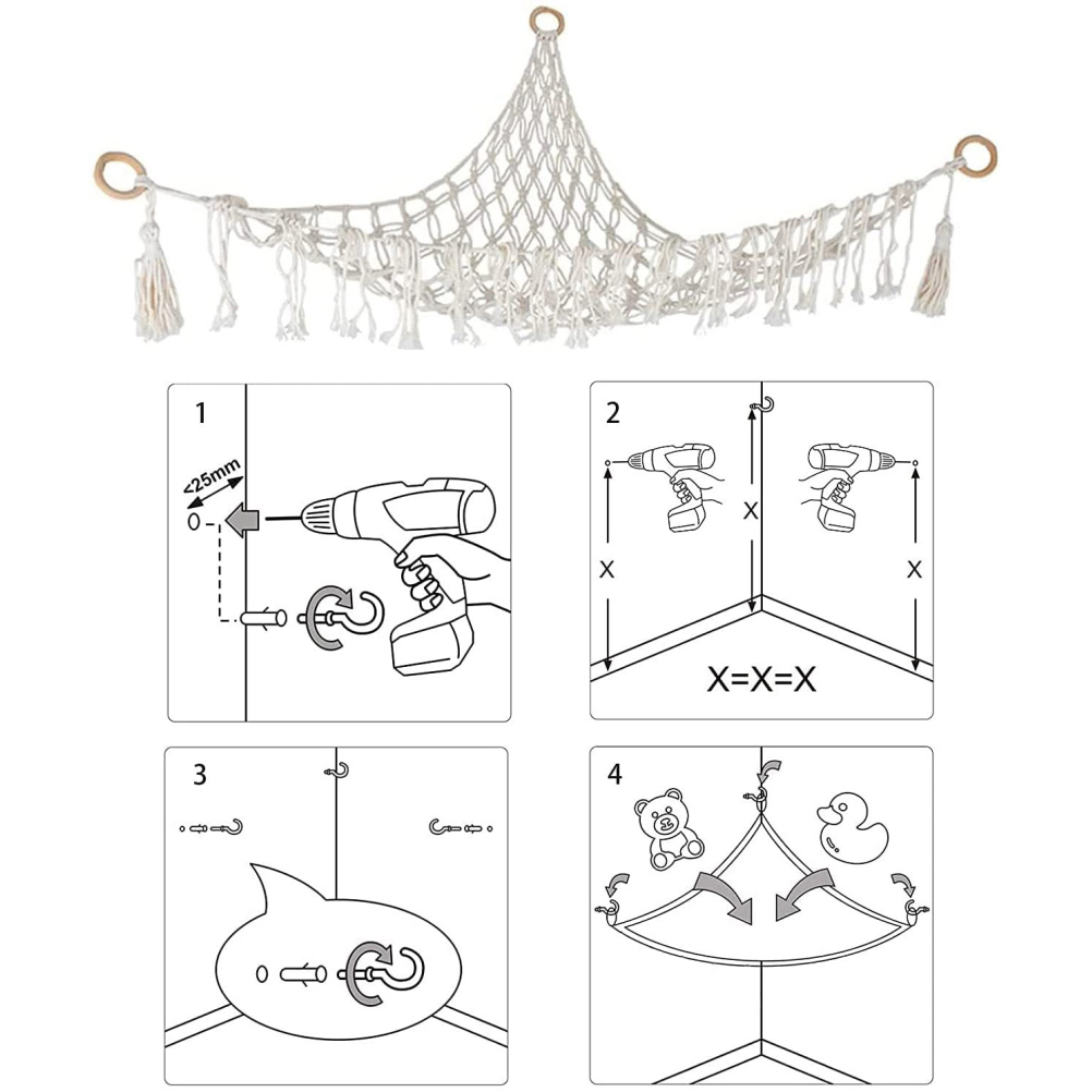 Hängematte Für Kuscheltiere, Spielzeugaufbewahrungsnetz, Wandhängematte, Spielzeugorganizer Für Kinder