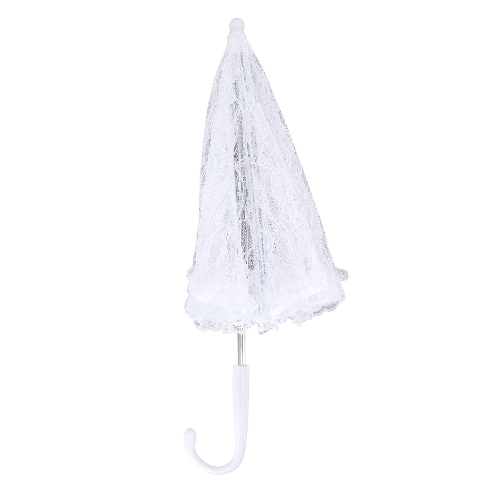 Weißer Sonnenschirm Aus Spitze Mit J-förmigem Griff, Elegantes Aussehen, Ideal Für Hochzeiten, Partys Und Jahresabschlussbälle.