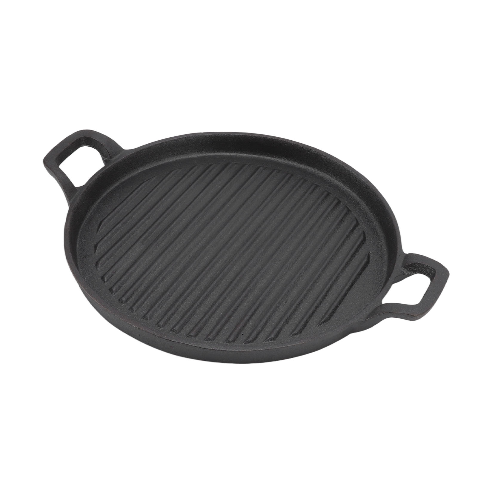 Wendbare Gusseiserne Grillplatte Mit Doppelgriff, Rund Und Geriffelt, Für Gas- Und Elektroherde, 31 Cm / 12,2 Zoll