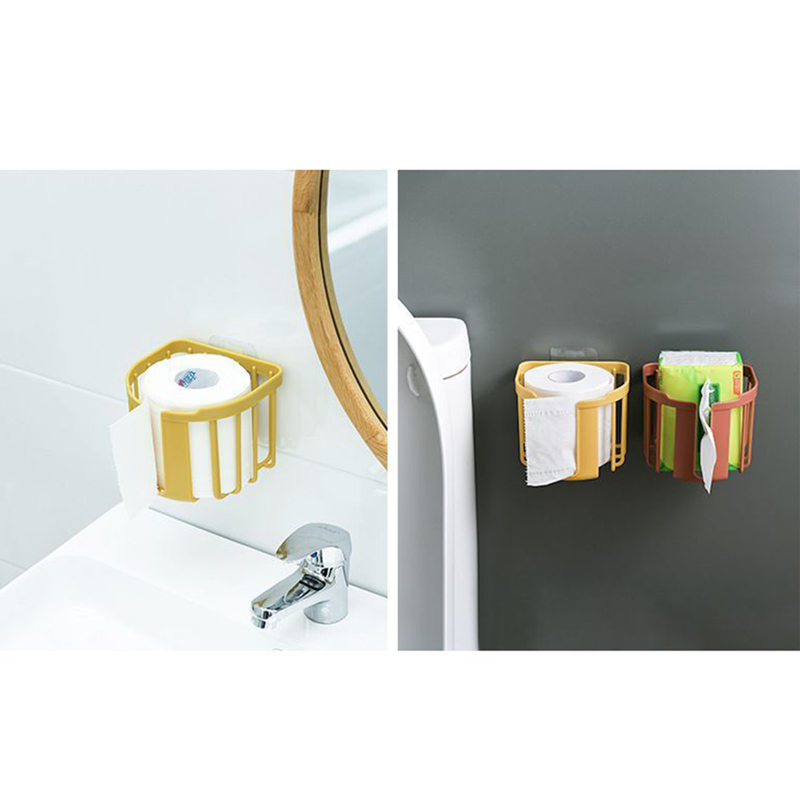 Wandmontierter Toilettenpapierhalter Aus Abs-kunststoff, Glatt, Ohne Bohren, Für Bad, Küche, Wc, Gelb