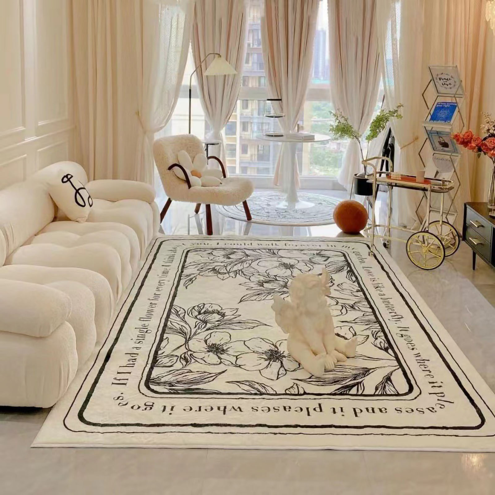 Quadratischer Teppich 120×160 Cm Mit Modernem Und Dezentem Blumenmuster, Ideal Für Wohnzimmer, Schlafzimmer Oder Esszimmer.