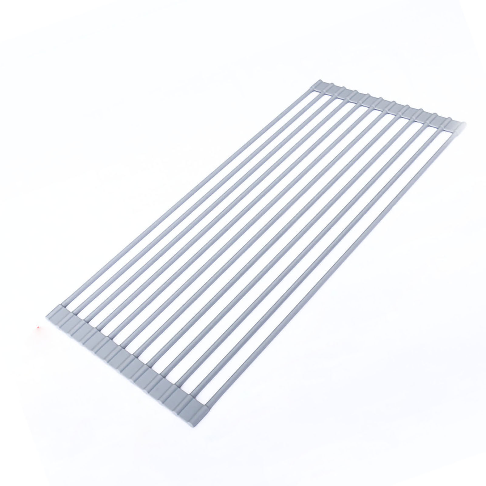Zusammenklappbarer Geschirrständer Für Die Spüle, Rostfrei, Rutschfest Und Robust, Aus Metall, Rollbar Und Vielseitig Einsetzbar. Silikonbeschichtung Und Runde Form (52 X 24,5 Cm).