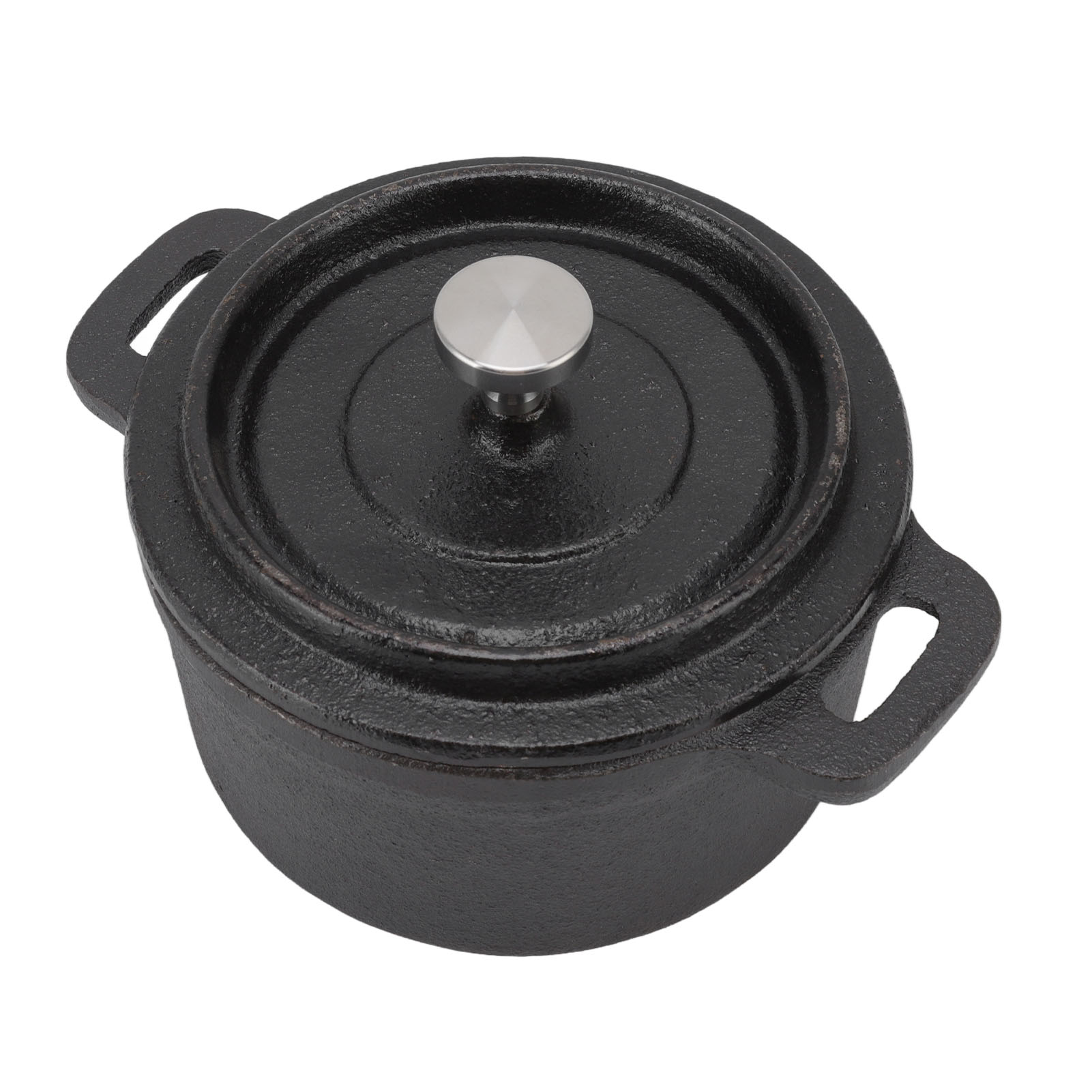 Traditioneller Doppelter Gusseiserner Schmortopf Mit Dickem, Ergonomischem Griff Und Isolierung, 10 Cm Durchmesser.