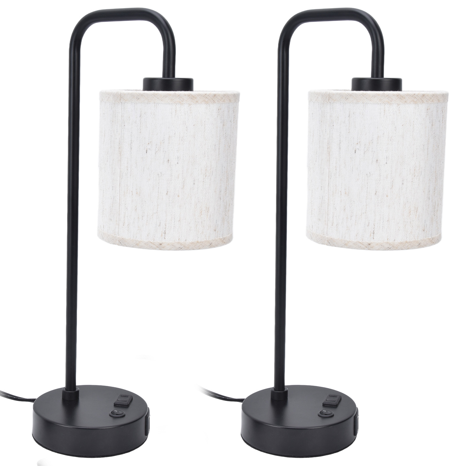 2er-pack Stofftischlampen Mit Zwei Usb-anschlüssen, Energiesparend, Modern Und Schlicht, Für Schlafzimmer Und Esszimmer, 100–240 V, Eu-stecker