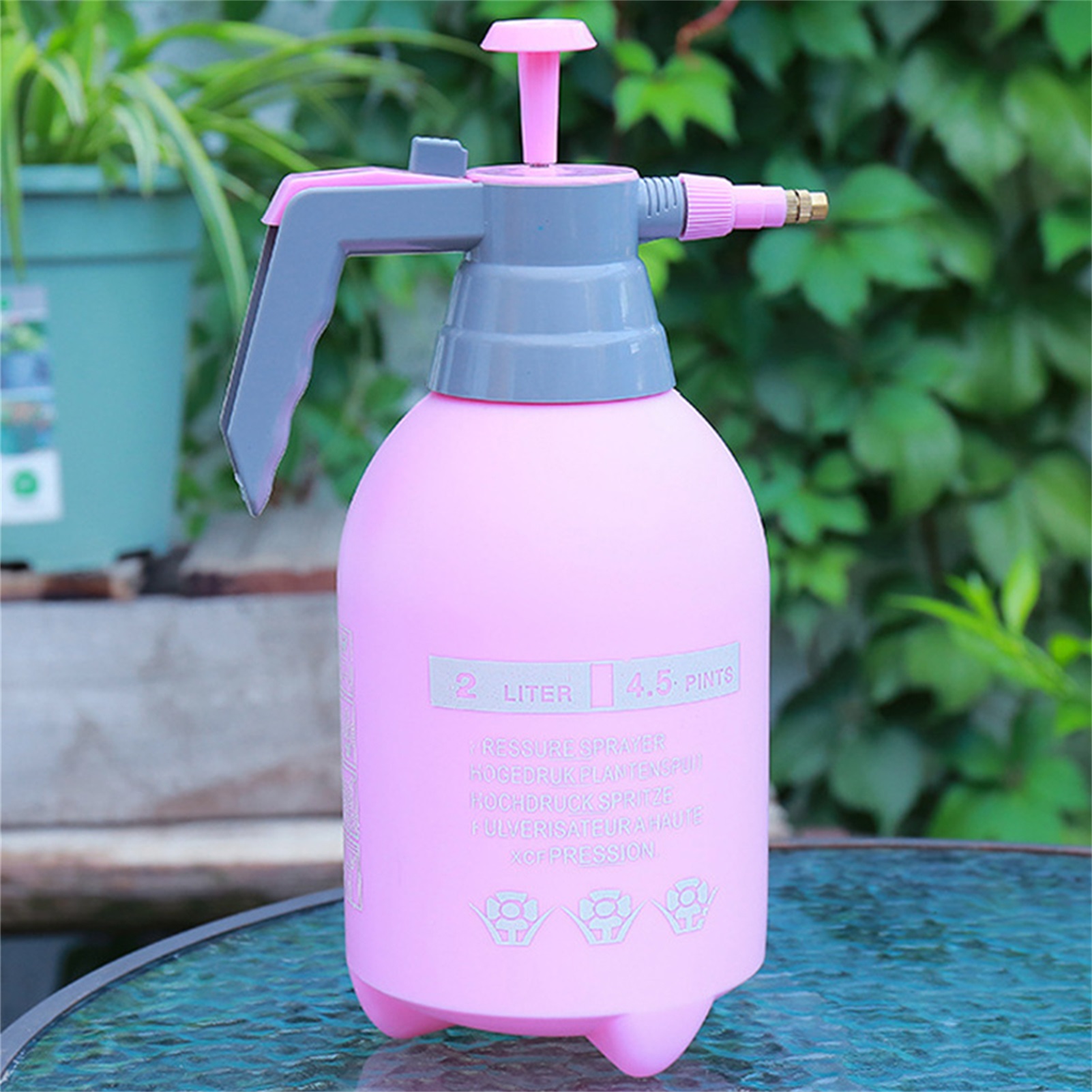 2-liter-sprühflasche Aus Kunststoff, Gießkanne, Hochdruck-wassersprüher, Dickflüssiges Wasser Für Den Garten, Pink