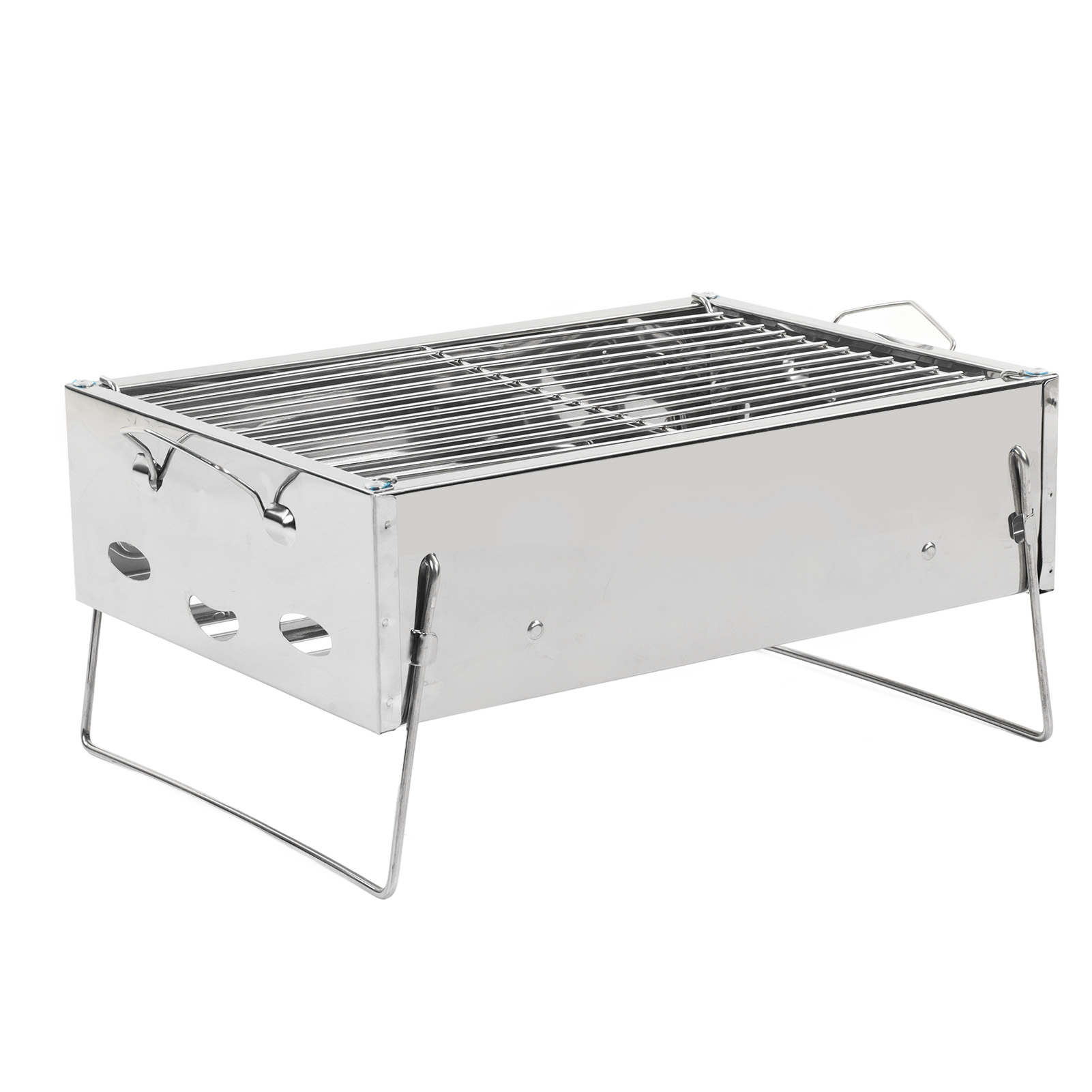 Tragbarer Und Faltbarer Edelstahl-außengrill, Mit Holzkohle Betrieben, Ideal Für Picknicks Und Camping.