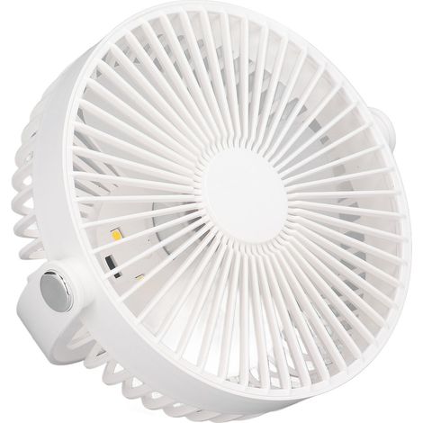 Wiederaufladbarer Tragbarer Elektrischer Ventilator Mit Usb-anschluss, 3 Geschwindigkeitsstufen, 360°-drehung Und Integriertem Nachtlicht Für Campingausflüge Im Schlafsaal.