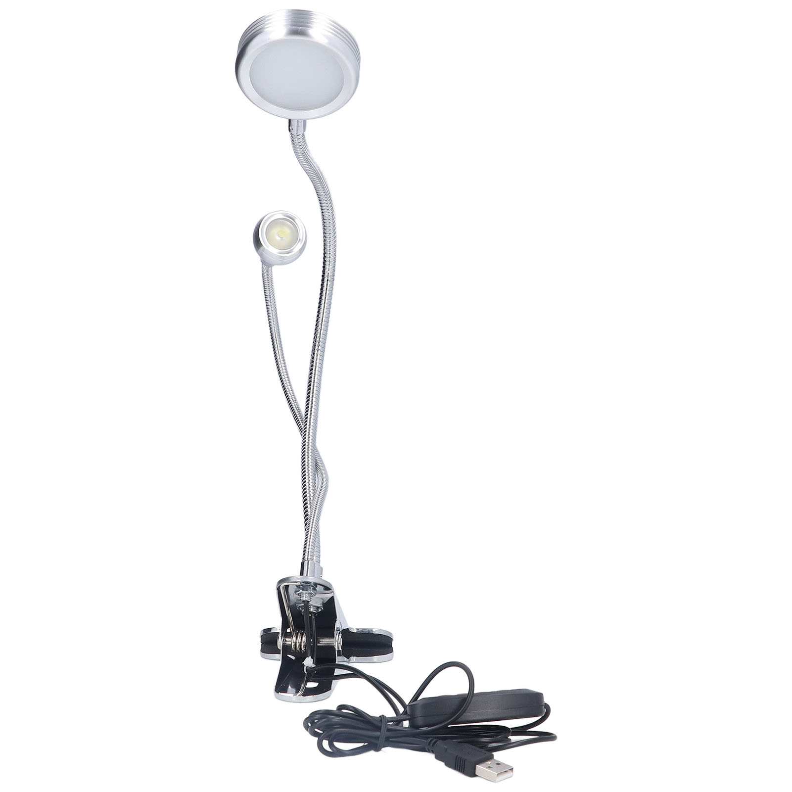 Klemm-schreibtischlampe Mit 10-stufiger Verstellung, Led-doppelkopf-schwanenhals-tischlampe, Leselampe Fürs Schlafzimmer