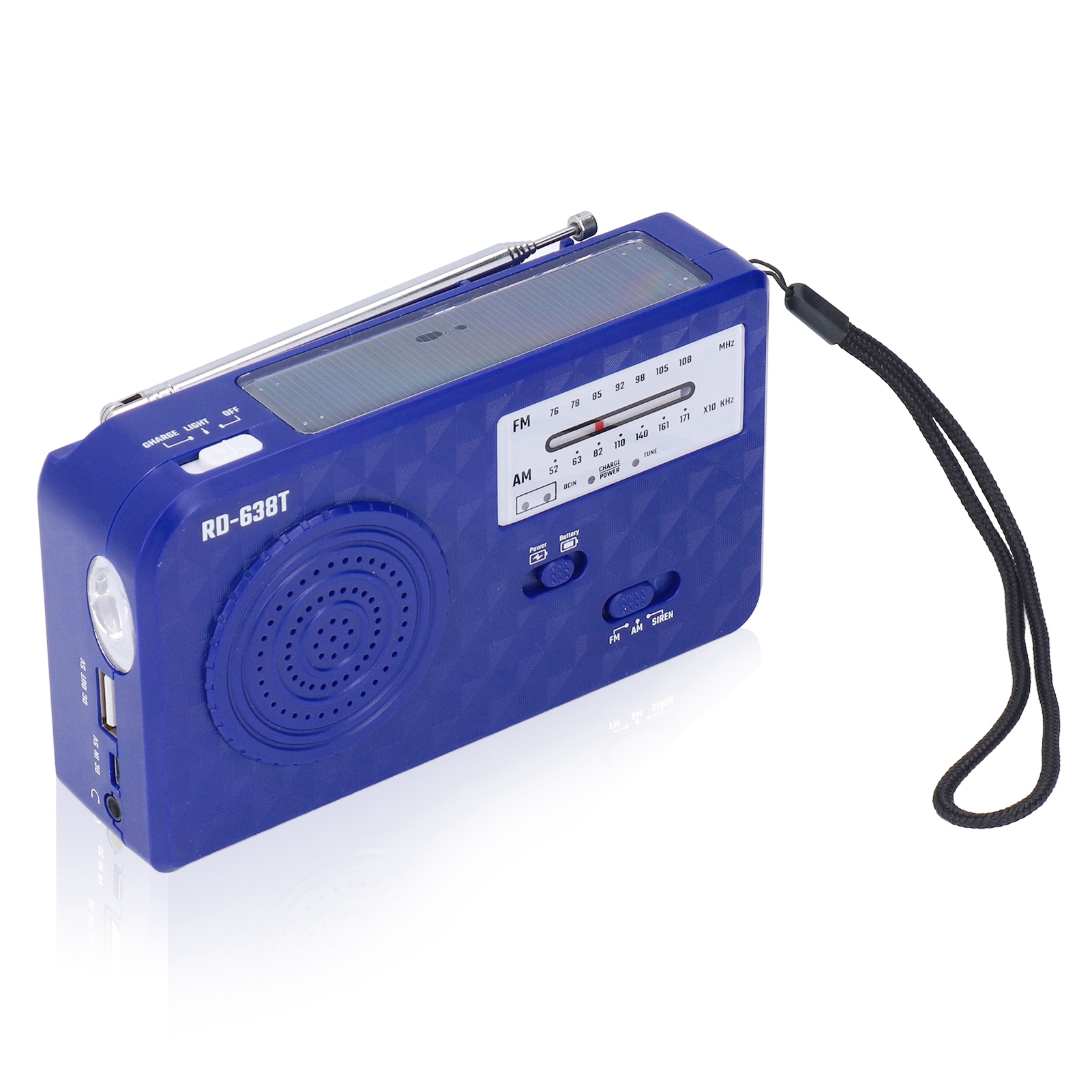 Handkurbel-solarradio, Multifunktionale Camping-taschenlampe, Usb-ladefunktion, Notfallradio, Blau