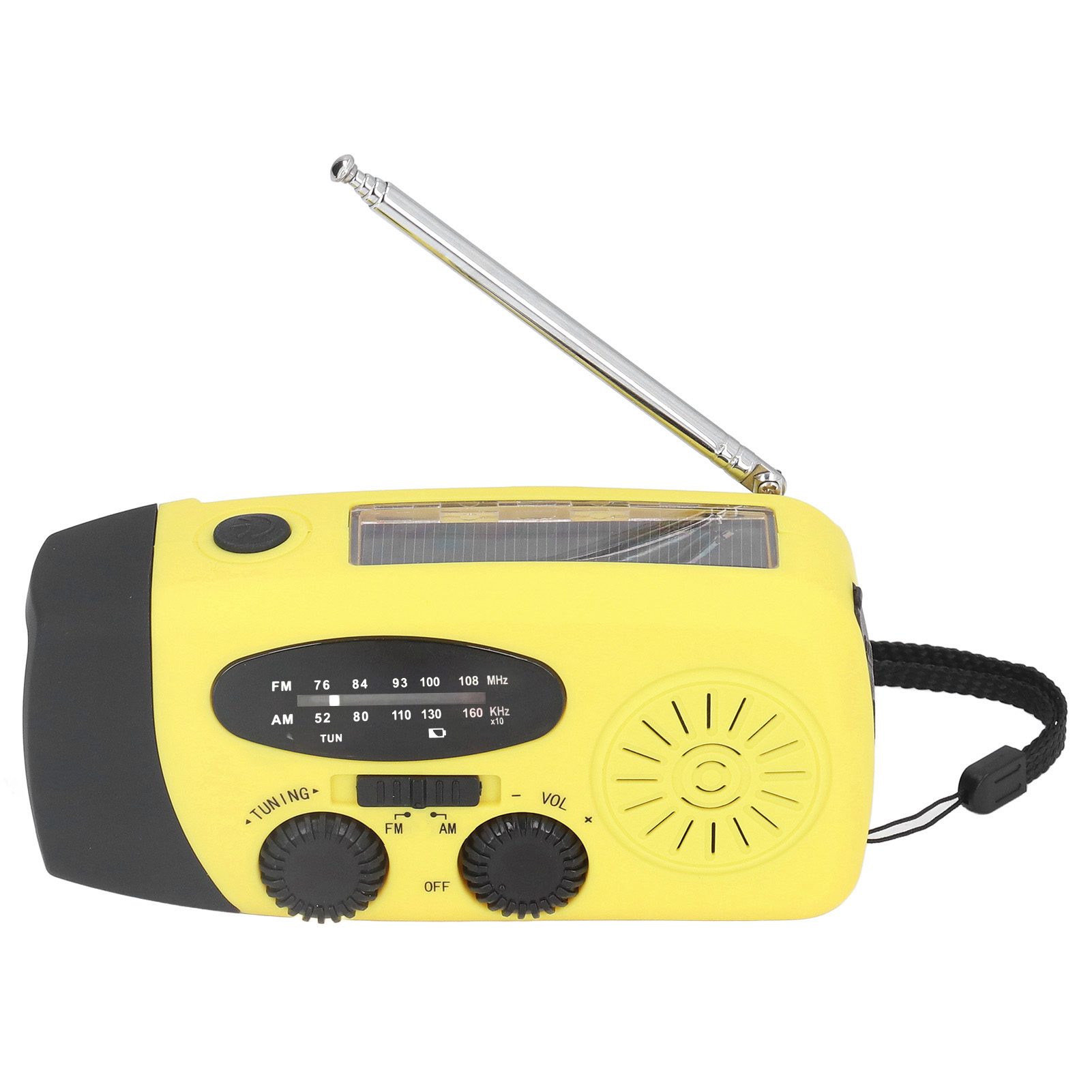 Handkurbel-solarradio, Multifunktionales Notfallradio Mit Led-beleuchtung Und Taschenlampe Für Camping, Gelb, Japanisch