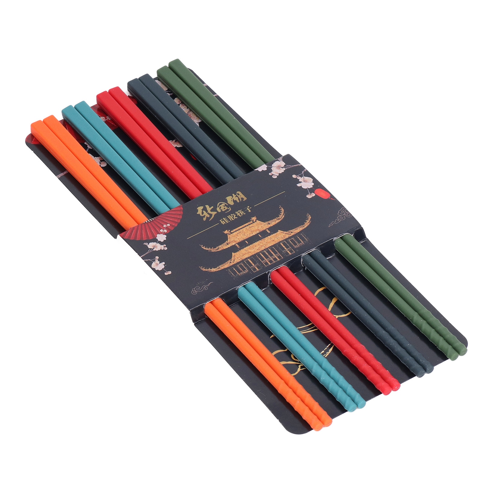 24 Cm Langes Essstäbchen-set In 5 Farben, Aus Silikon Und Edelstahl, Wiederverwendbar, Rutschfest, Für Die Küche