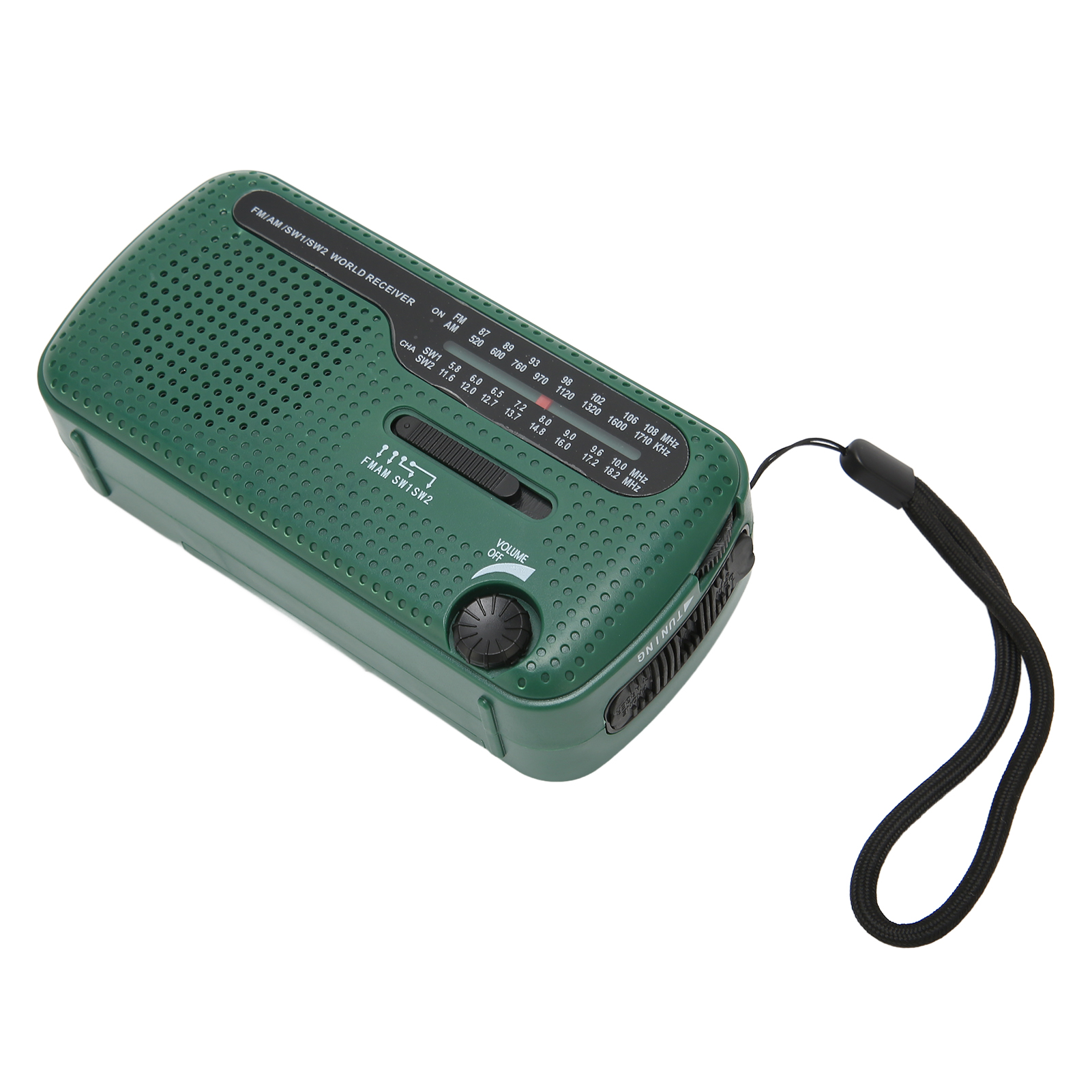 Handkurbel-solarradio Am/fm Sw1/sw2 Mit Led-taschenlampe, Multiband-campingradio Für Notfälle Im Freien (grün)