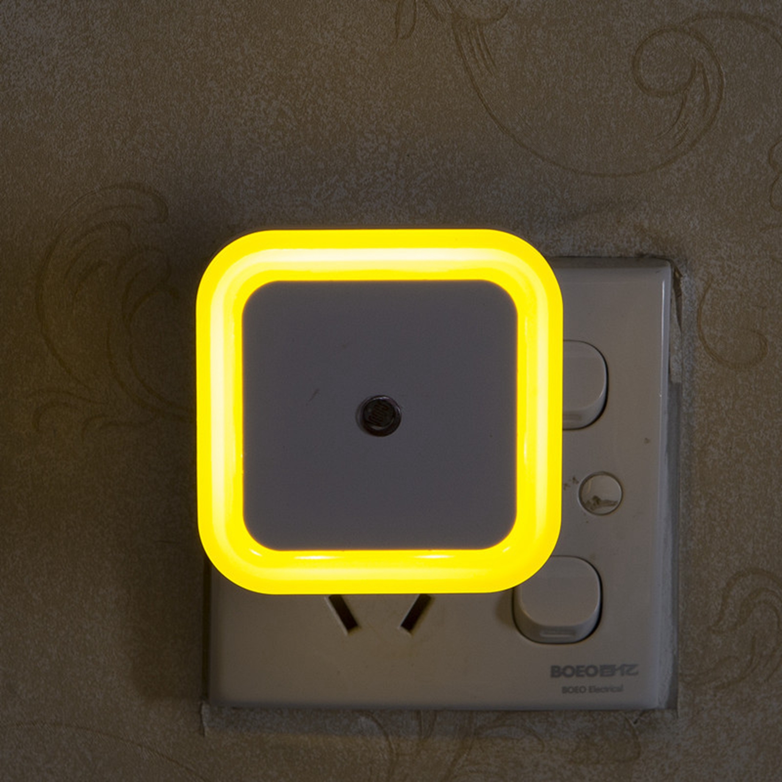 Intelligente Led-nachttischlampe Mit Lichtsteuerung, Flurleuchte Für Schlafzimmer, 110–220 V, Gelber Eu-stecker