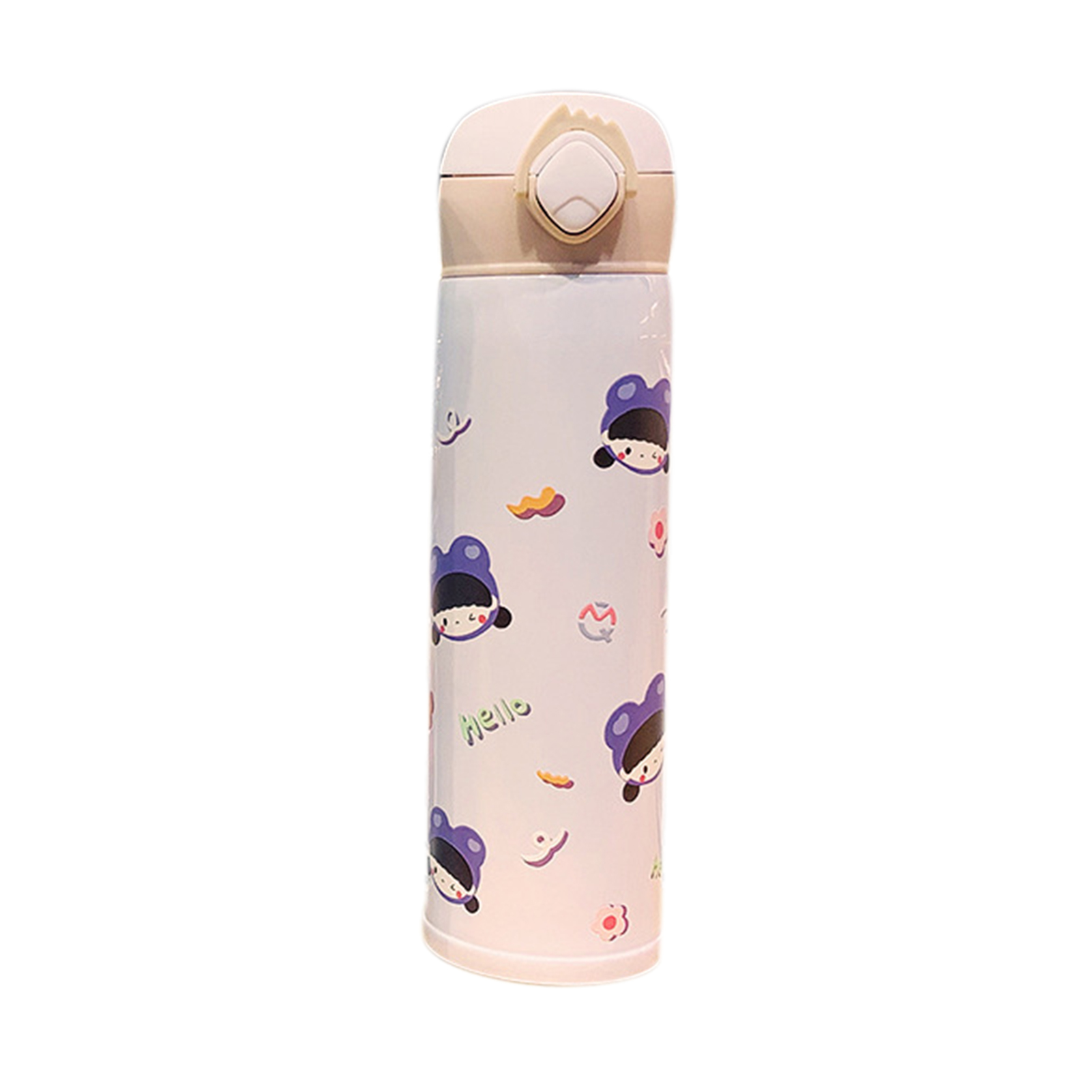 Cartoon-vakuumbecher, Edelstahl-thermosflasche, Vakuumisolierter Becher, Tragbare Thermoskanne Für Outdoor-aktivitäten, Weiß, 450 Ml, 23 X 6,5 X 6,5 Cm