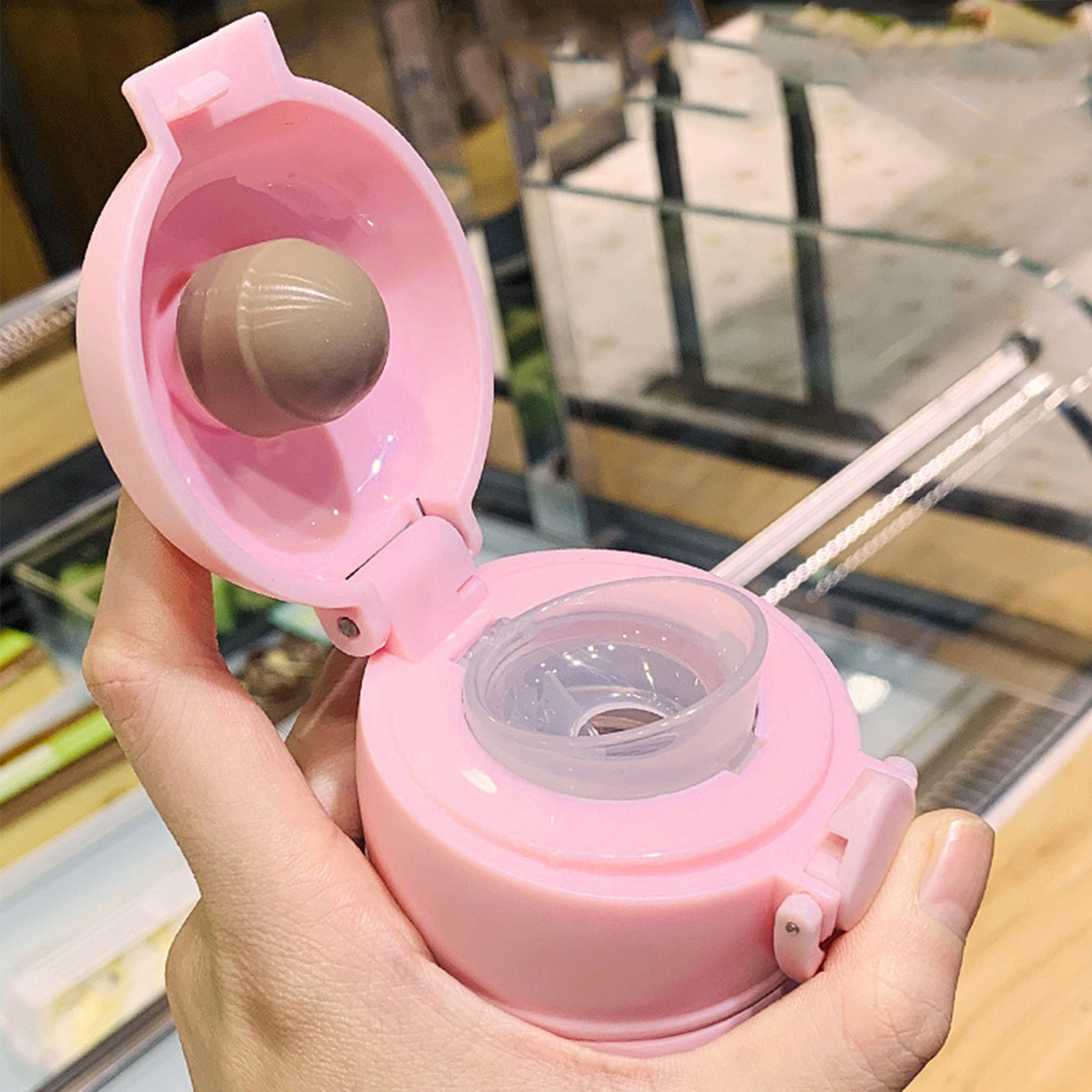 Cartoon-vakuumbecher, Edelstahl-thermosflasche, Vakuumisoliert, Tragbar, Für Outdoor-aktivitäten, Rosa, 450 Ml, 23 X 6,5 X 6,5 Cm