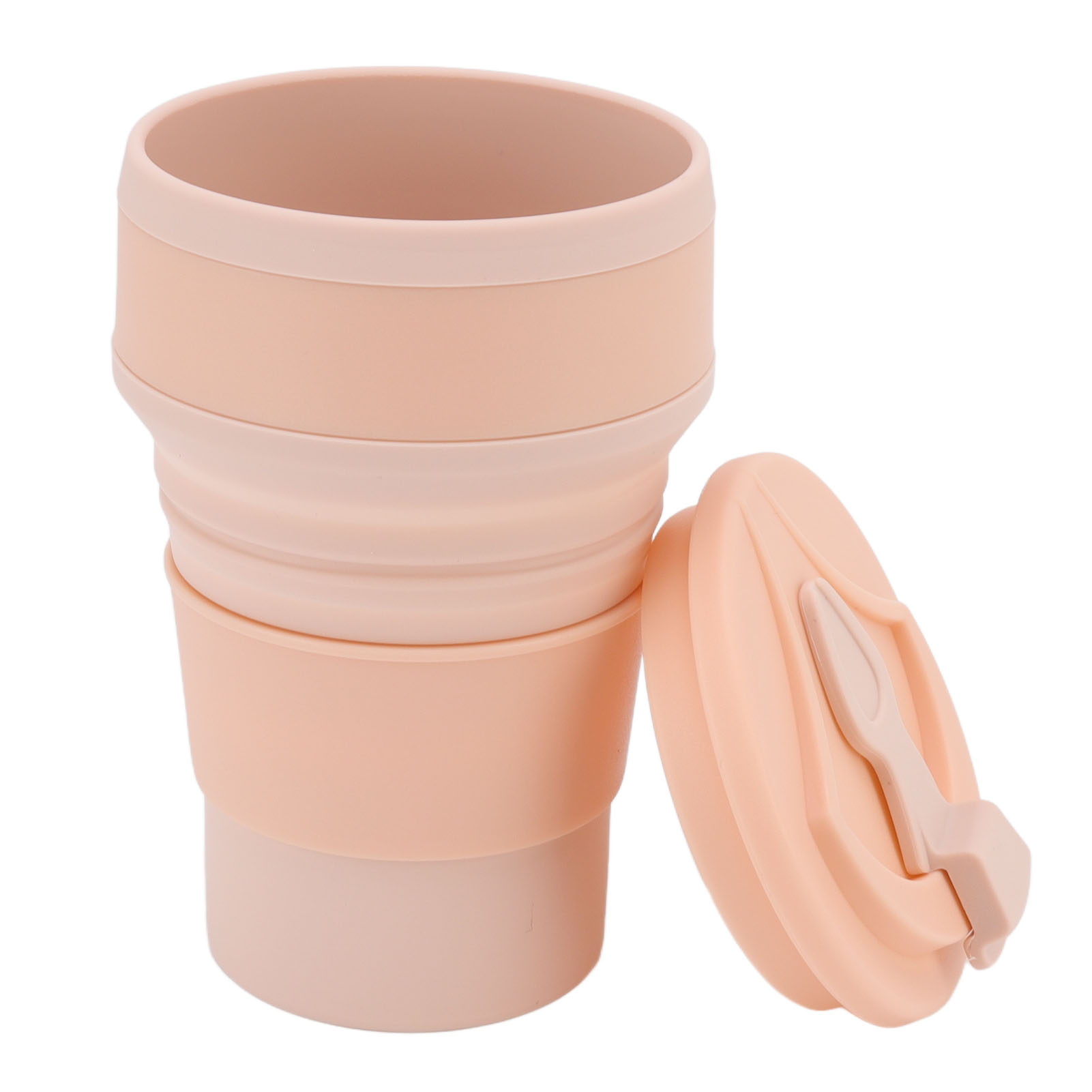 500 Ml Rosa Faltbarer Silikonbecher, Tragbar Und Hitzebeständig, Ideal Zum Trinken Von Wasser Oder Tee Auf Geschäftsreisen Oder Im Freien.
