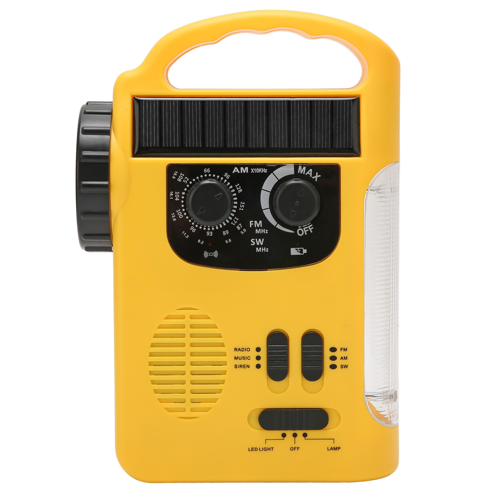 Handkurbel-solarradio Mit Am/fm/sw-radio, Led-taschenlampe, Leselampe Und Mp3-player Für Camping Und Outdoor-aktivitäten (gelb)