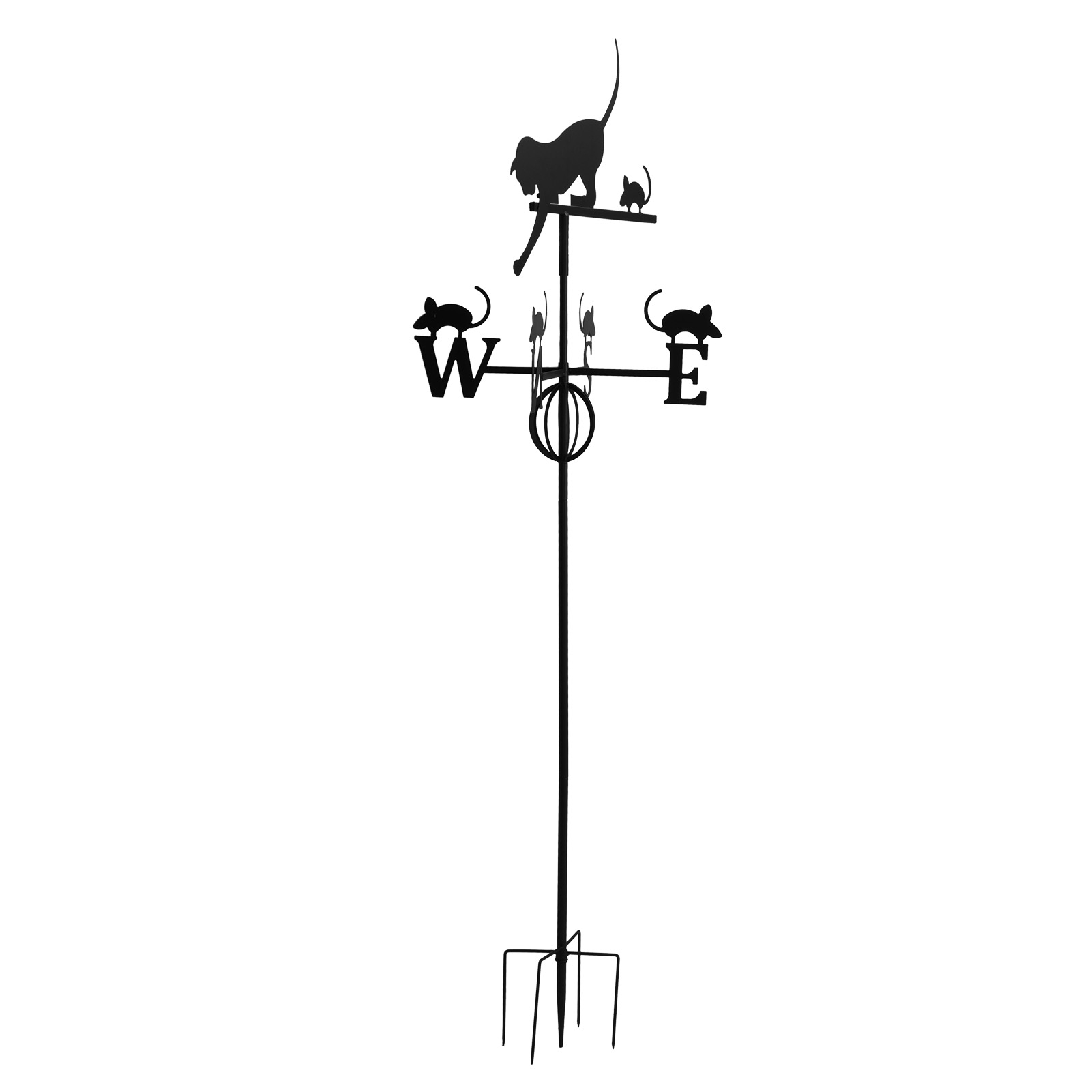 Wetterfahne Mit Katze-maus-motiv, Windrichtungsanzeiger, Schmiedeeiserne Gartenwetterfahne Zur Dekoration Des Hofes