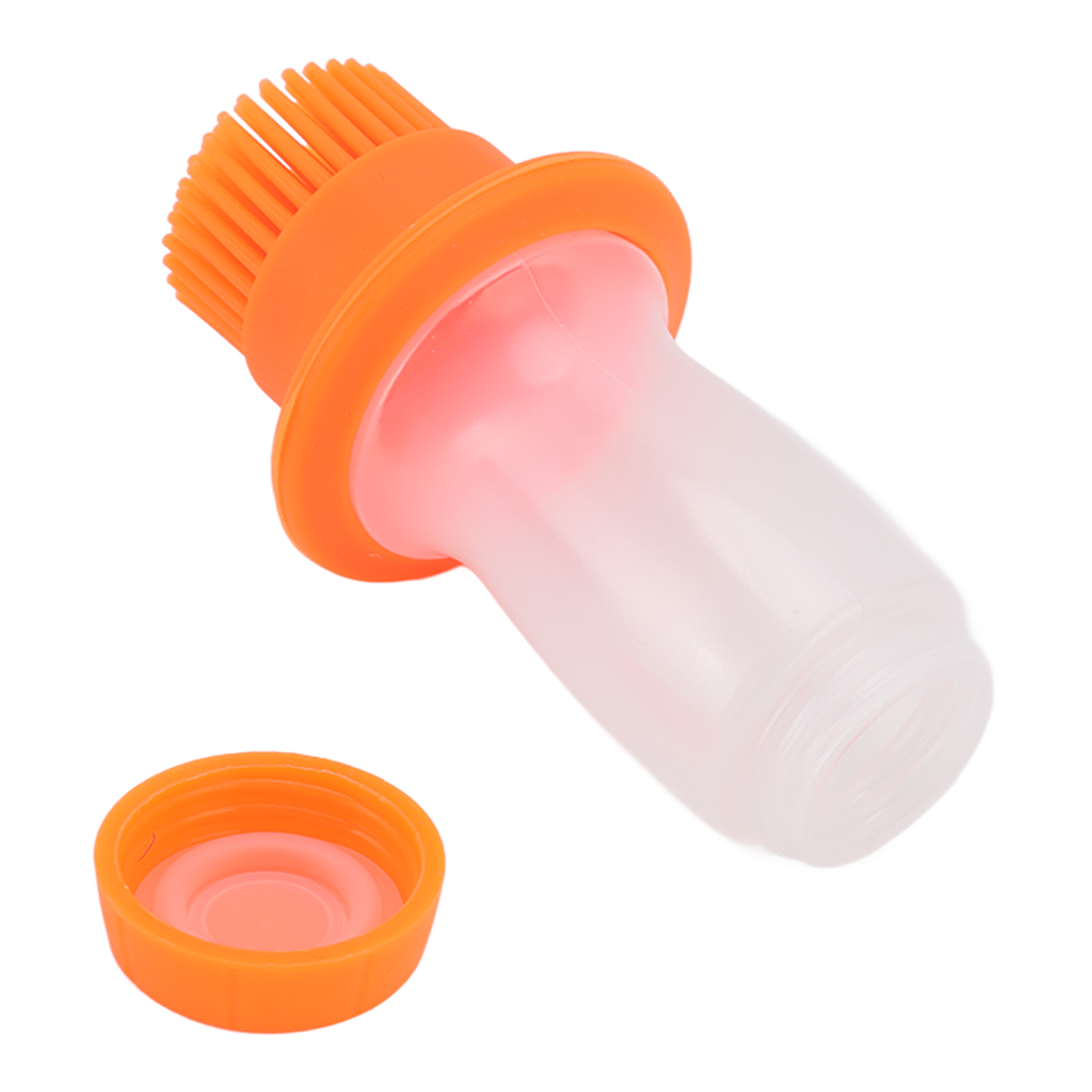 60-ml-ölspenderflasche Aus Lebensmittelechtem Silikon, Auslaufsicher, Mit Bürste Und Gleichmäßiger Wärmedämmung. Farbe: Orange.