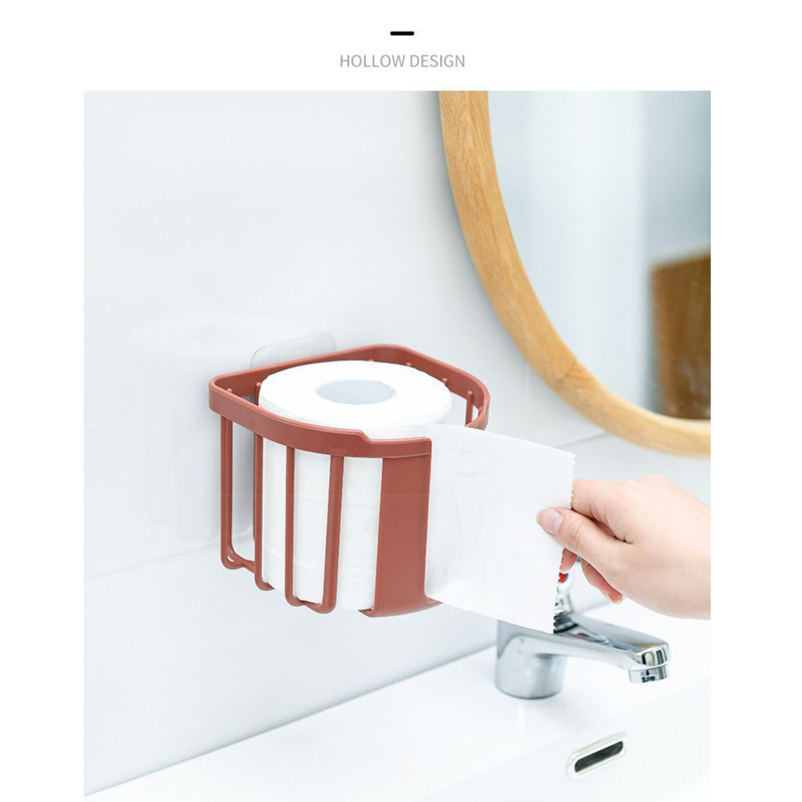Wandmontierter Toilettenpapierhalter Aus Abs-kunststoff, Glatt, Ohne Bohren, Für Bad, Küche, Wc, Rot