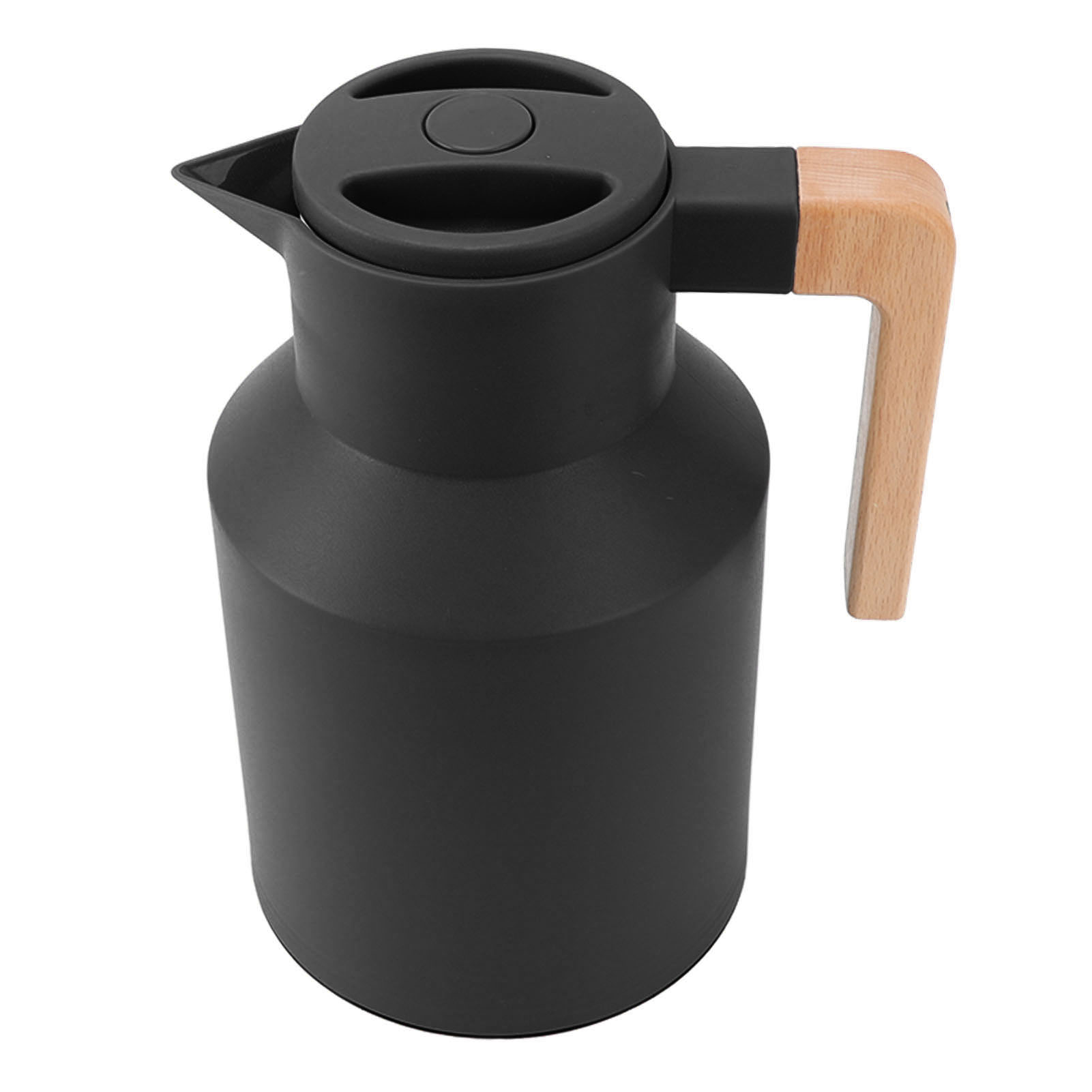 Isolierte 1000-ml-karaffe Mit Holzgriff Und Doppelwandiger Vakuumisolierung, Ideal Für Tee, Säfte Und Kaffee (schwarz).