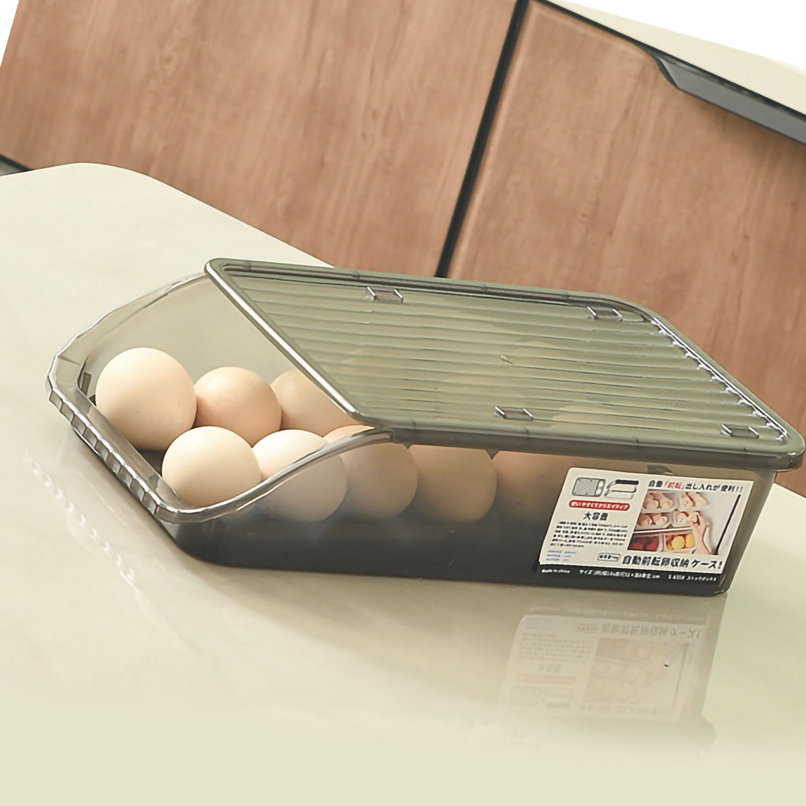 Dicke, Durchsichtige Eierbox Aus Kunststoff Mit Automatischen Rollen Und Rillen, Für Kühlschrank Und Küche (schwarz).
