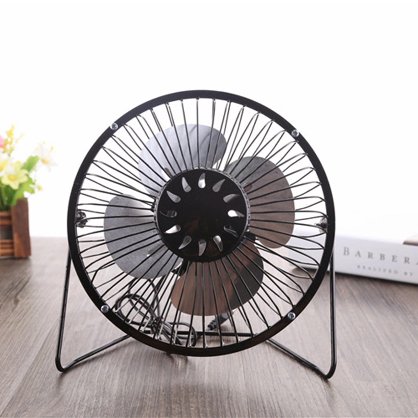 Mini-tischventilator (10 Cm), Usb-aufladbar, Metall, Kleiner Schwarzer Persönlicher Kühlventilator