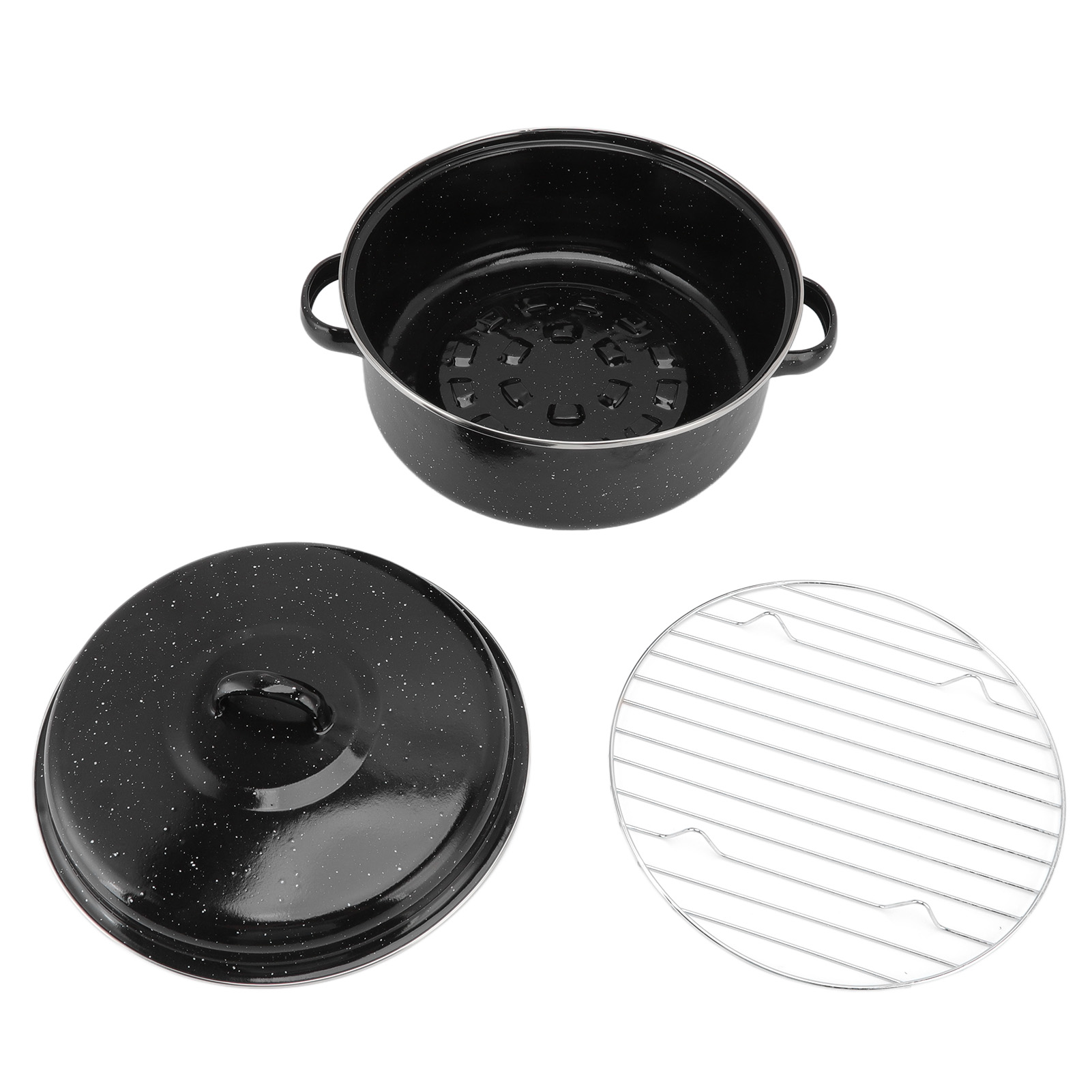 Schwarz Gesprenkelte, Antihaftbeschichtete Bratform Mit Gusseisernem Deckel, Ideal Zum Braten Von Süßkartoffeln Und Kastanien (26 Cm).
